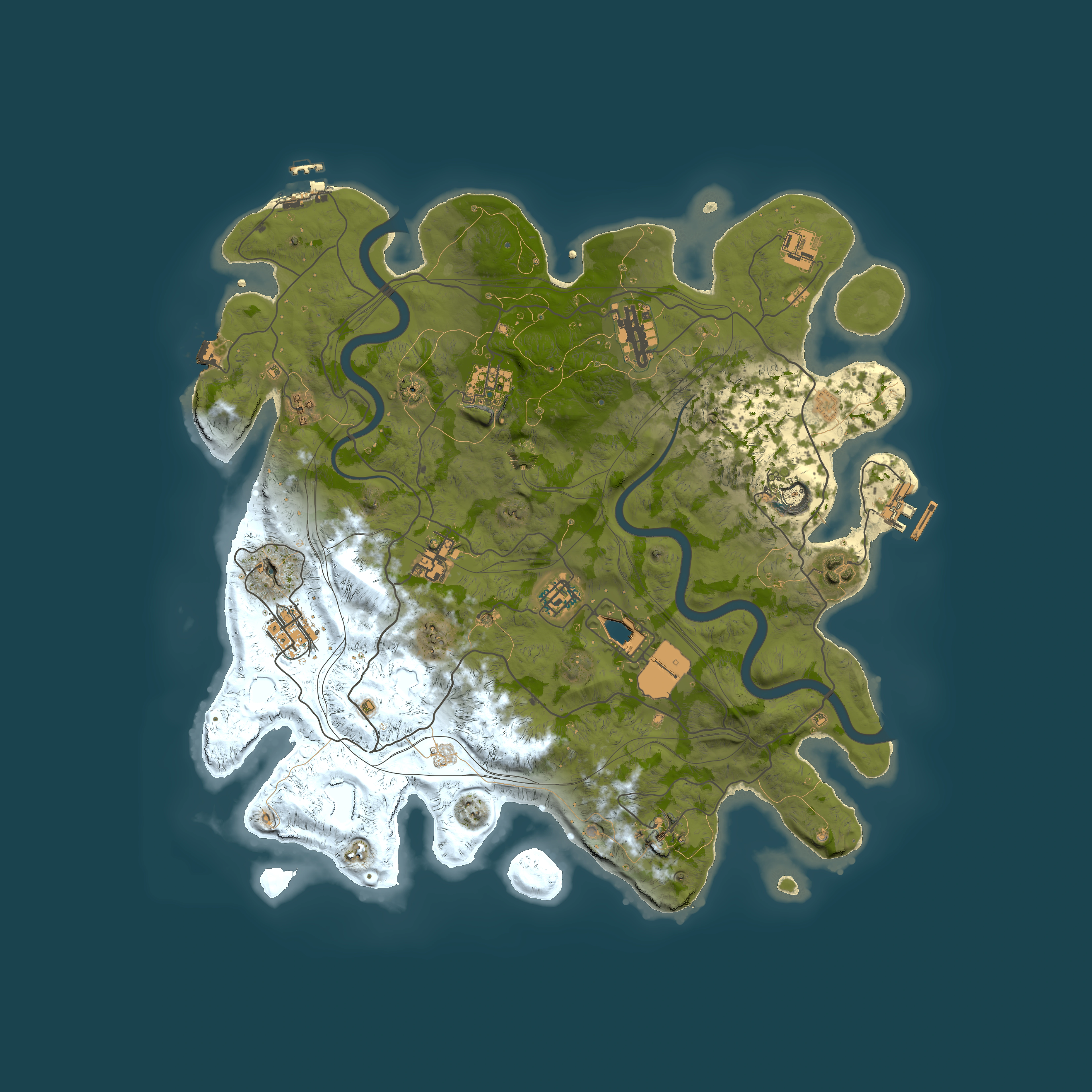 Full top-down render of Rust map seed 1112022, 4000x4000m