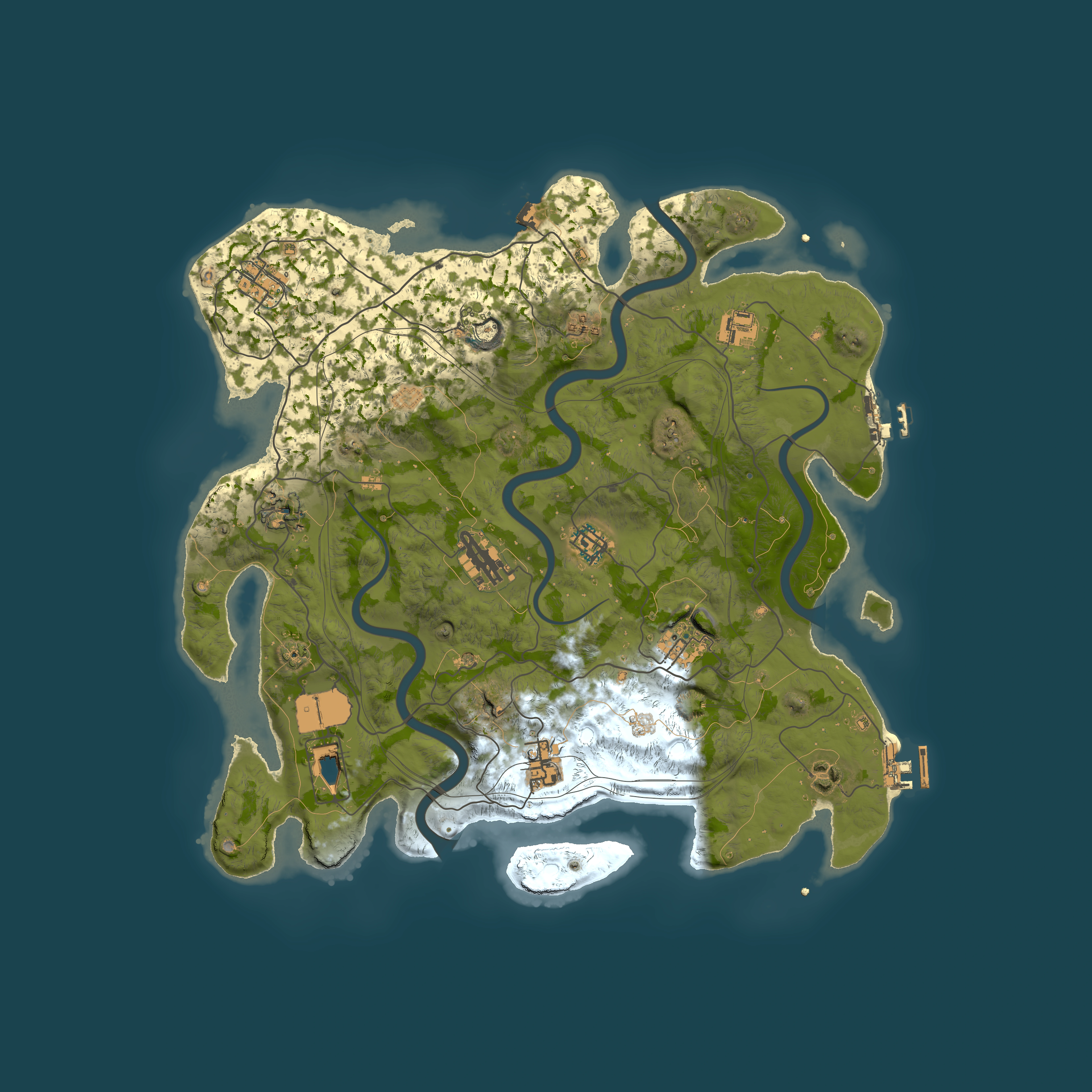 Full top-down render of Rust map seed 1337, 4000x4000m