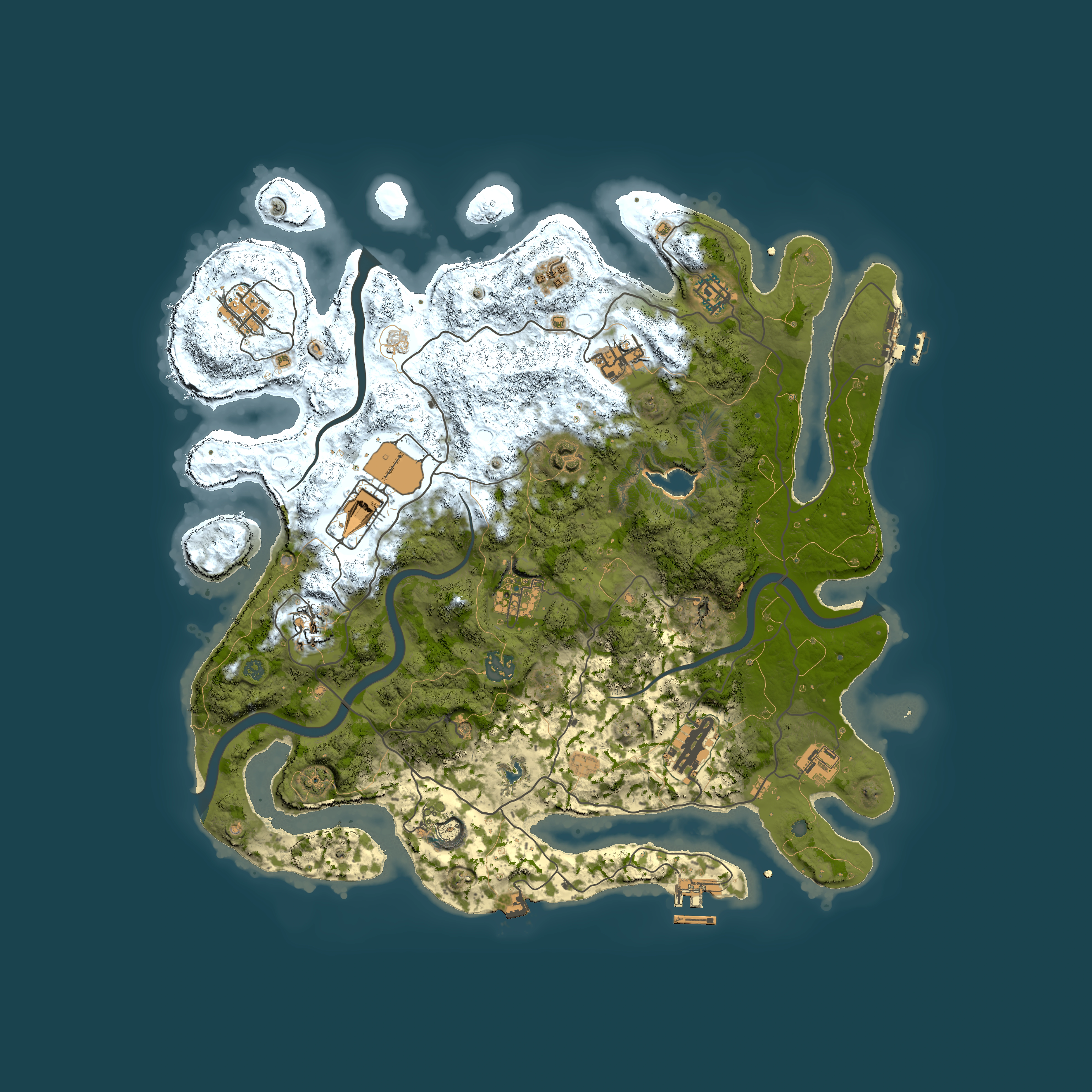 Full top-down render of Rust map seed 1592395065, 4000x4000m
