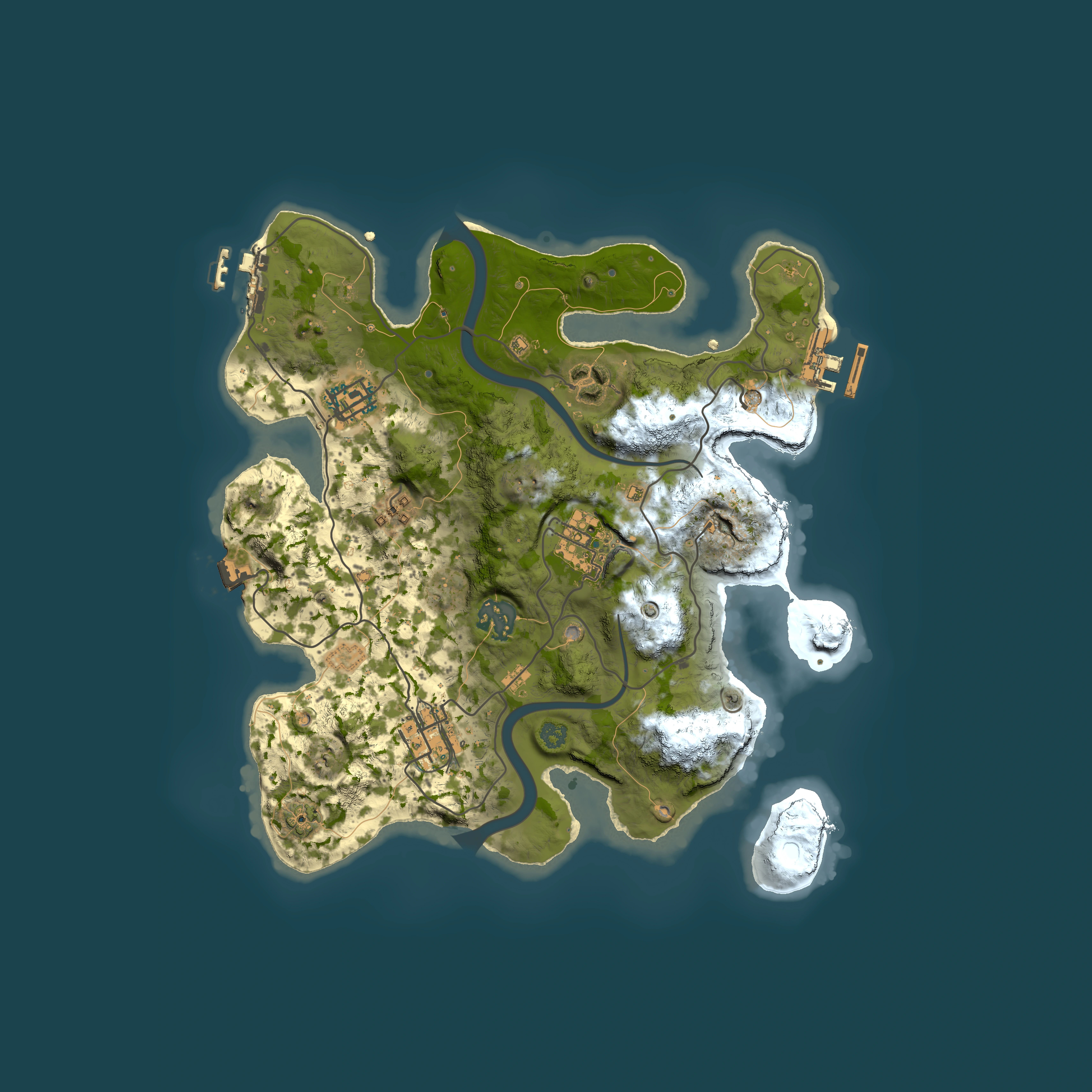Full top-down render of Rust map seed 281004474, 3000x3000m