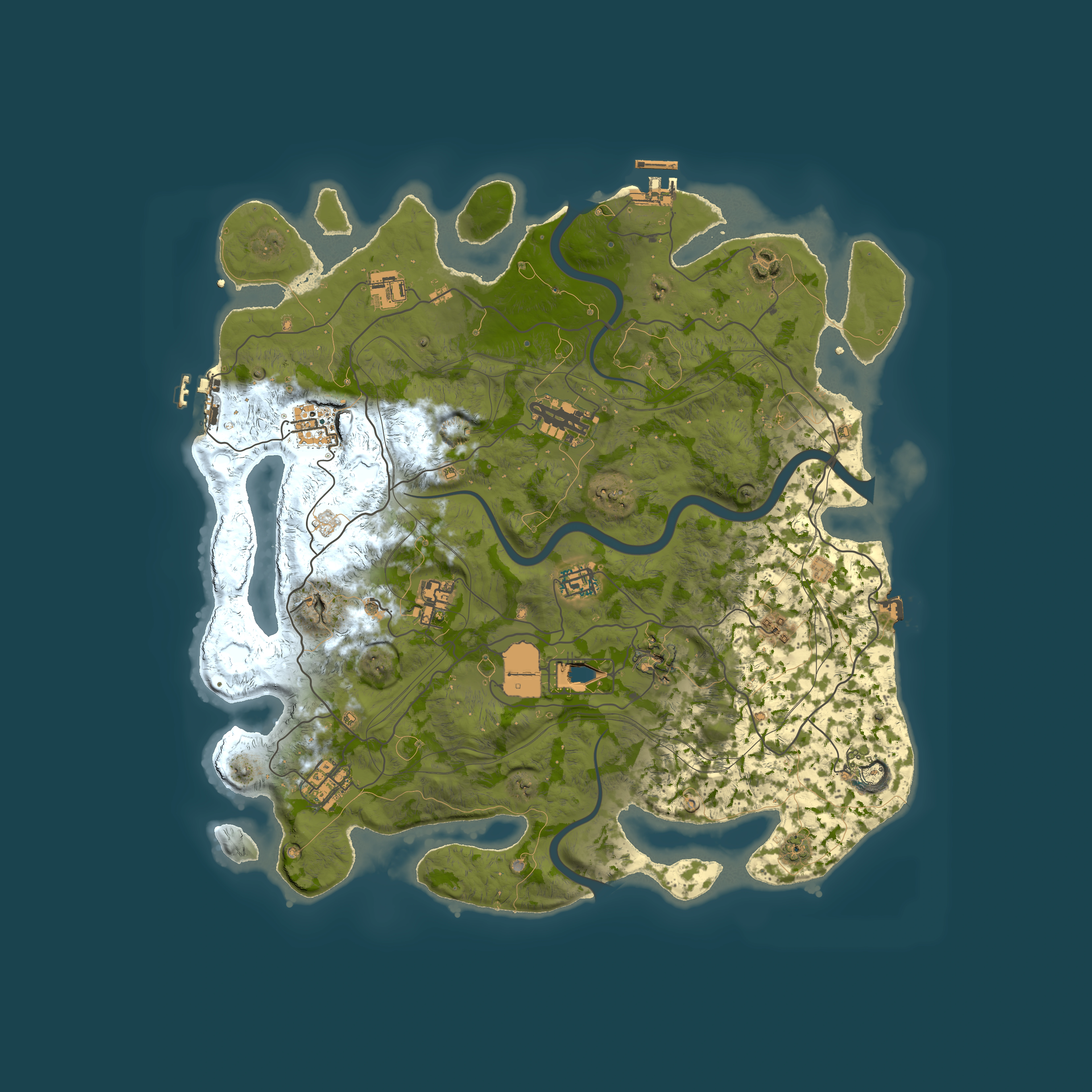 Full top-down render of Rust map seed 1337, 4000x4000m