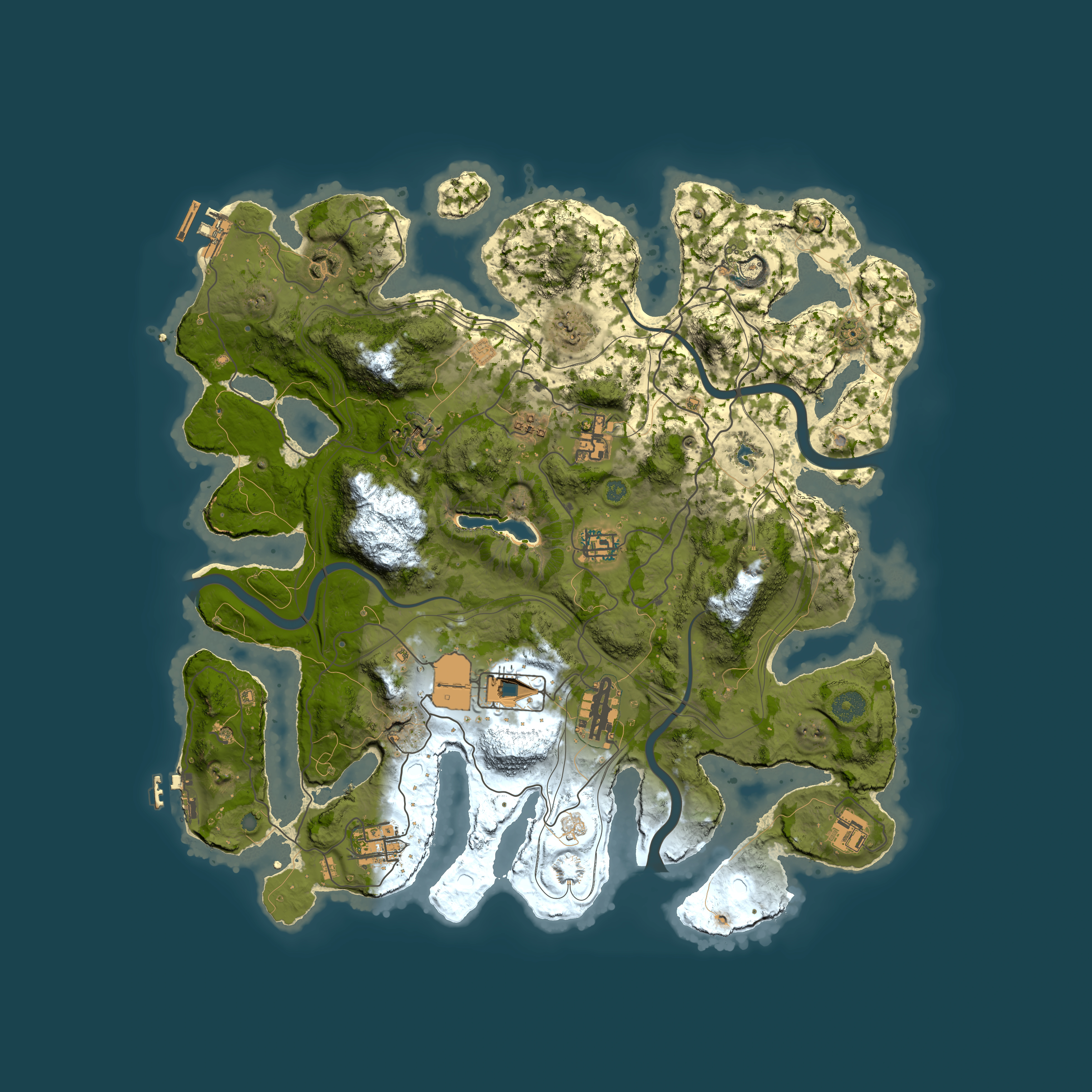 Full top-down render of Rust map seed 1337, 4000x4000m