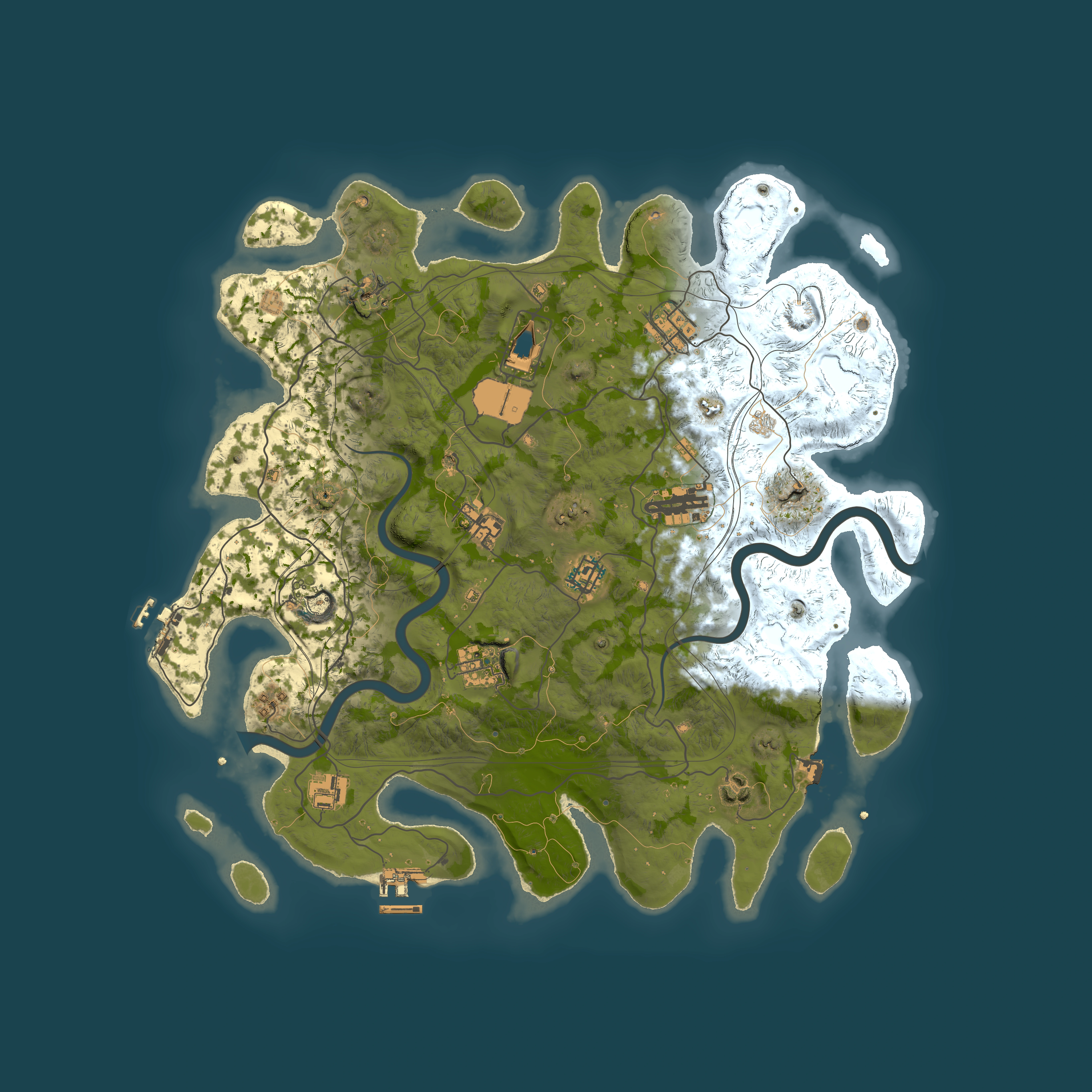 Full top-down render of Rust map seed 1337, 4000x4000m