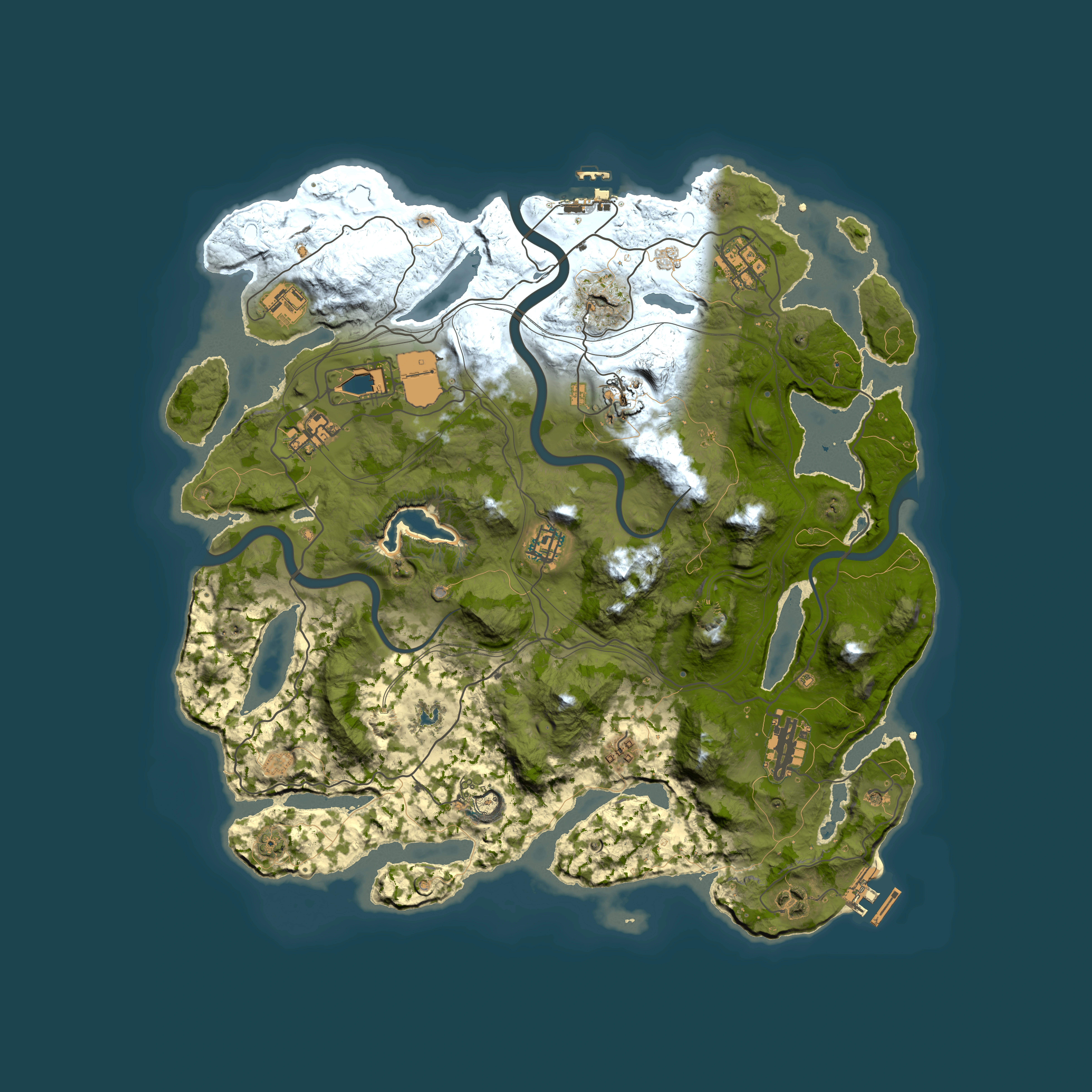 Full top-down render of Rust map seed 1337, 4000x4000m