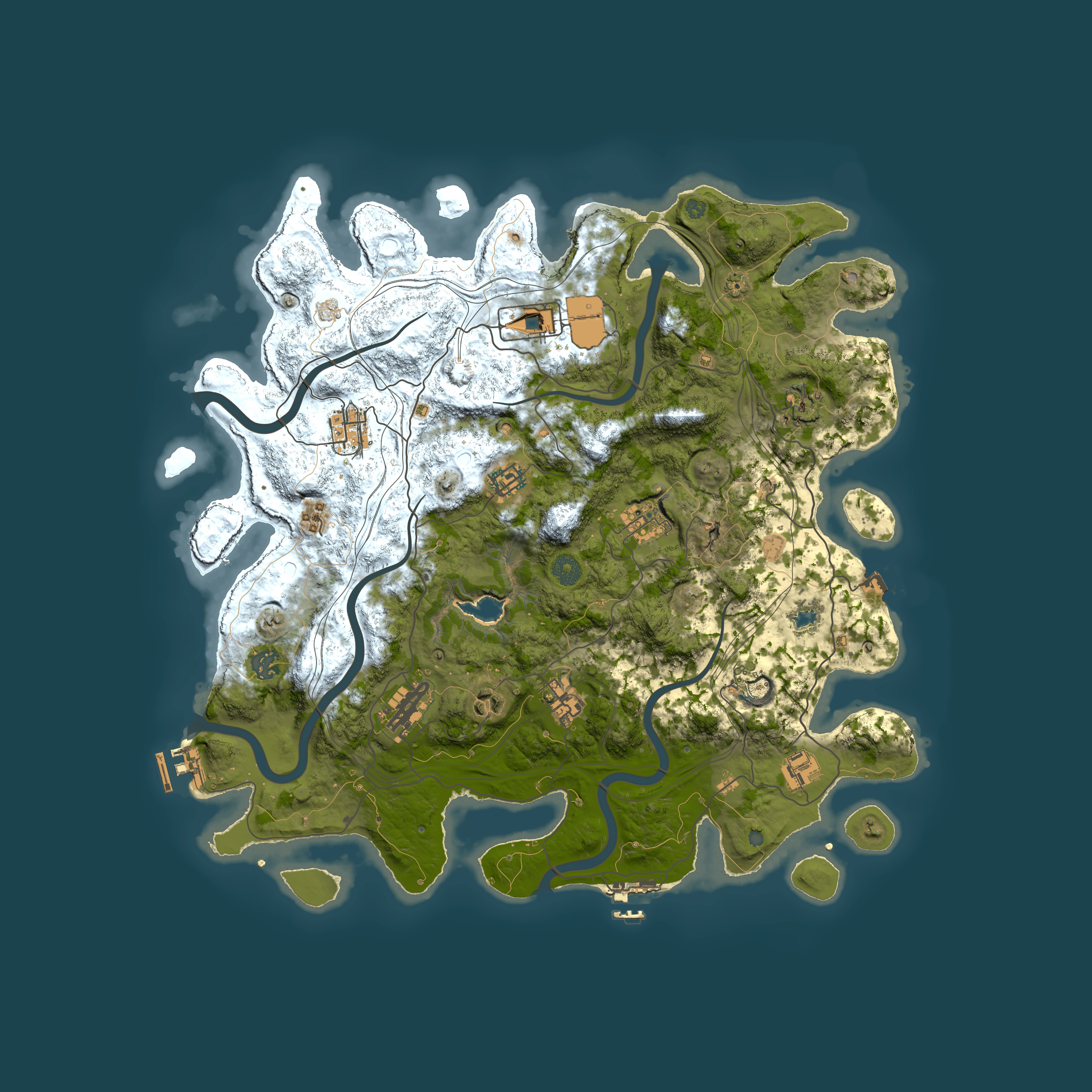 Full top-down render of Rust map seed 0, 4250x4250m