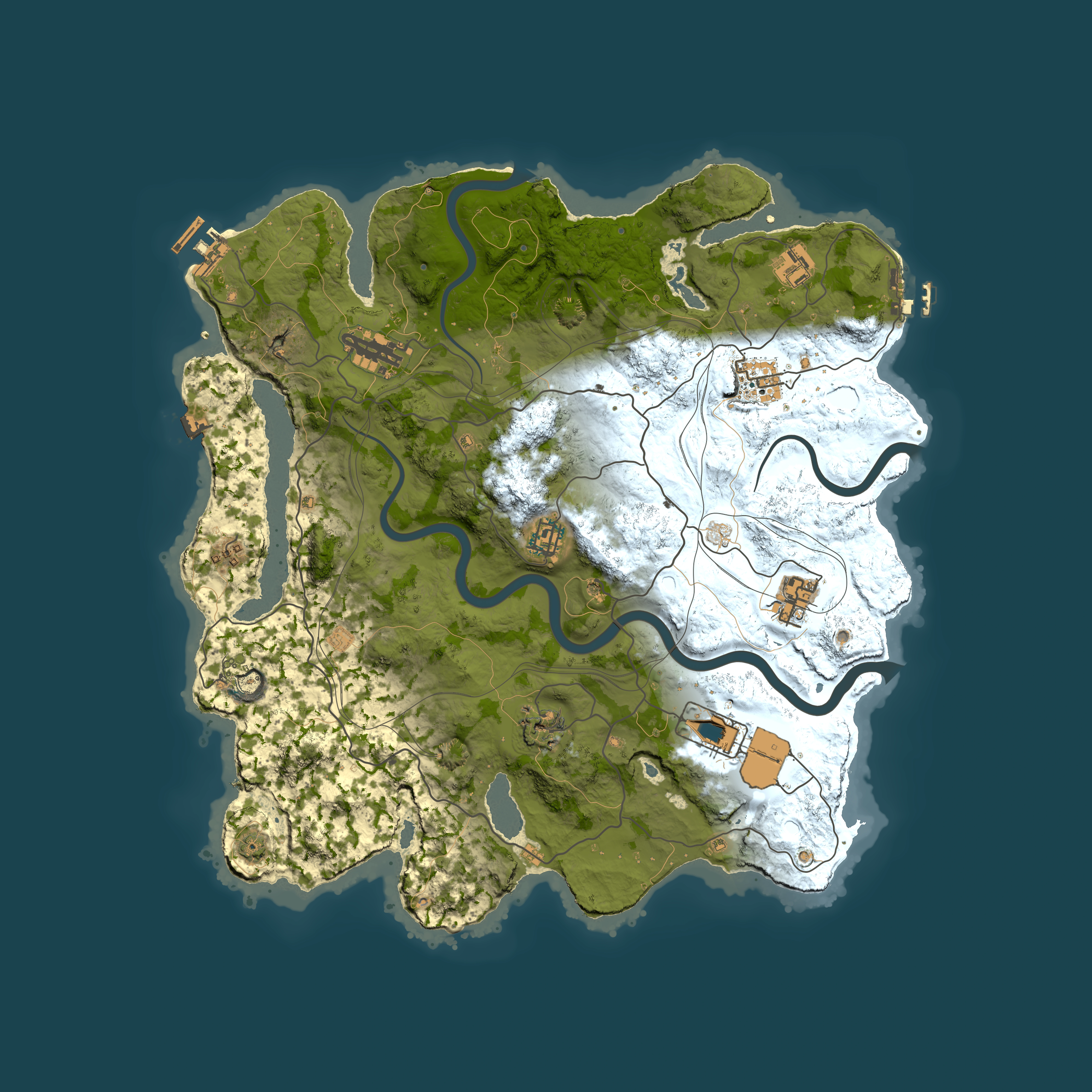 Full top-down render of Rust map seed 2712, 3900x3900m