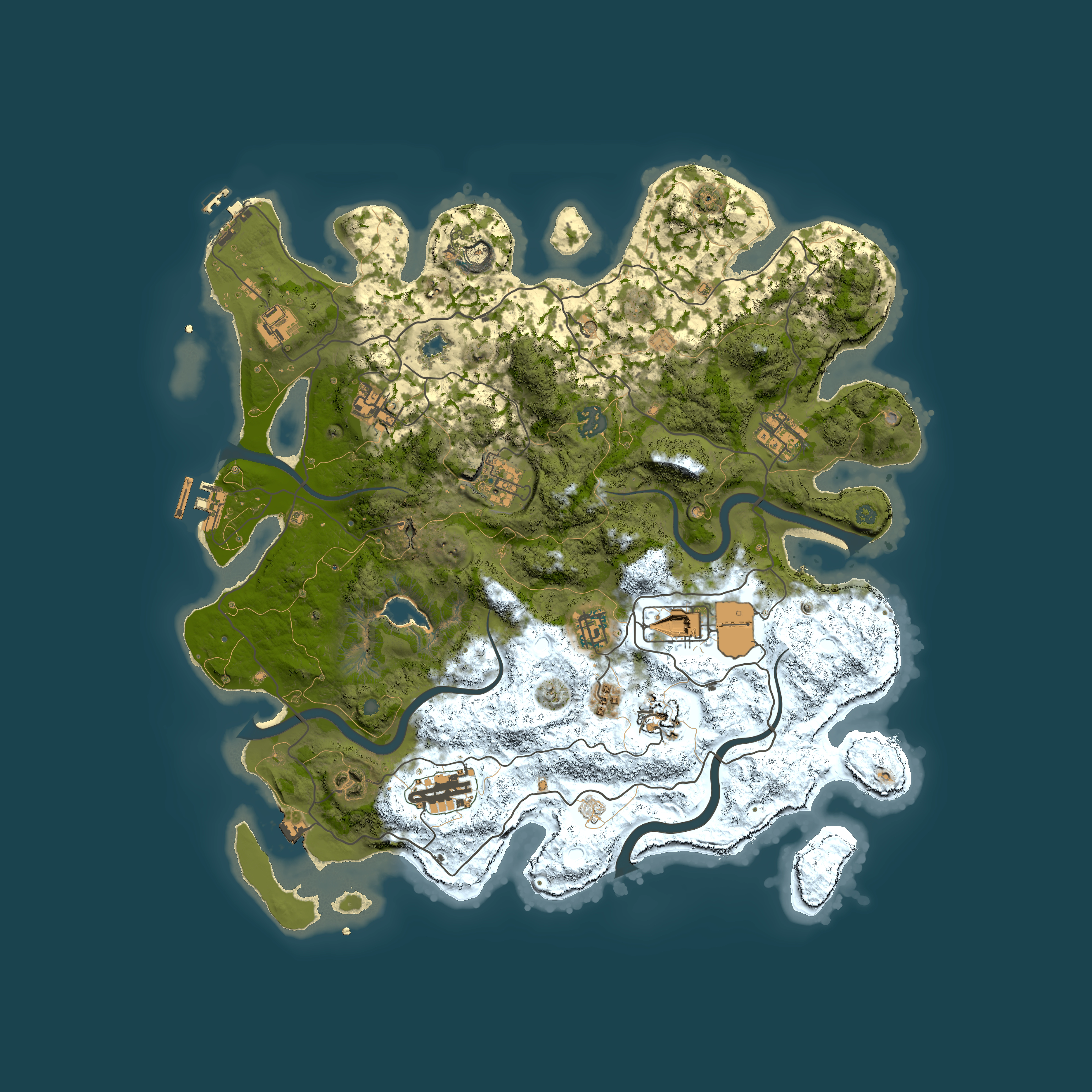 Full top-down render of Rust map seed 1874783067, 4000x4000m