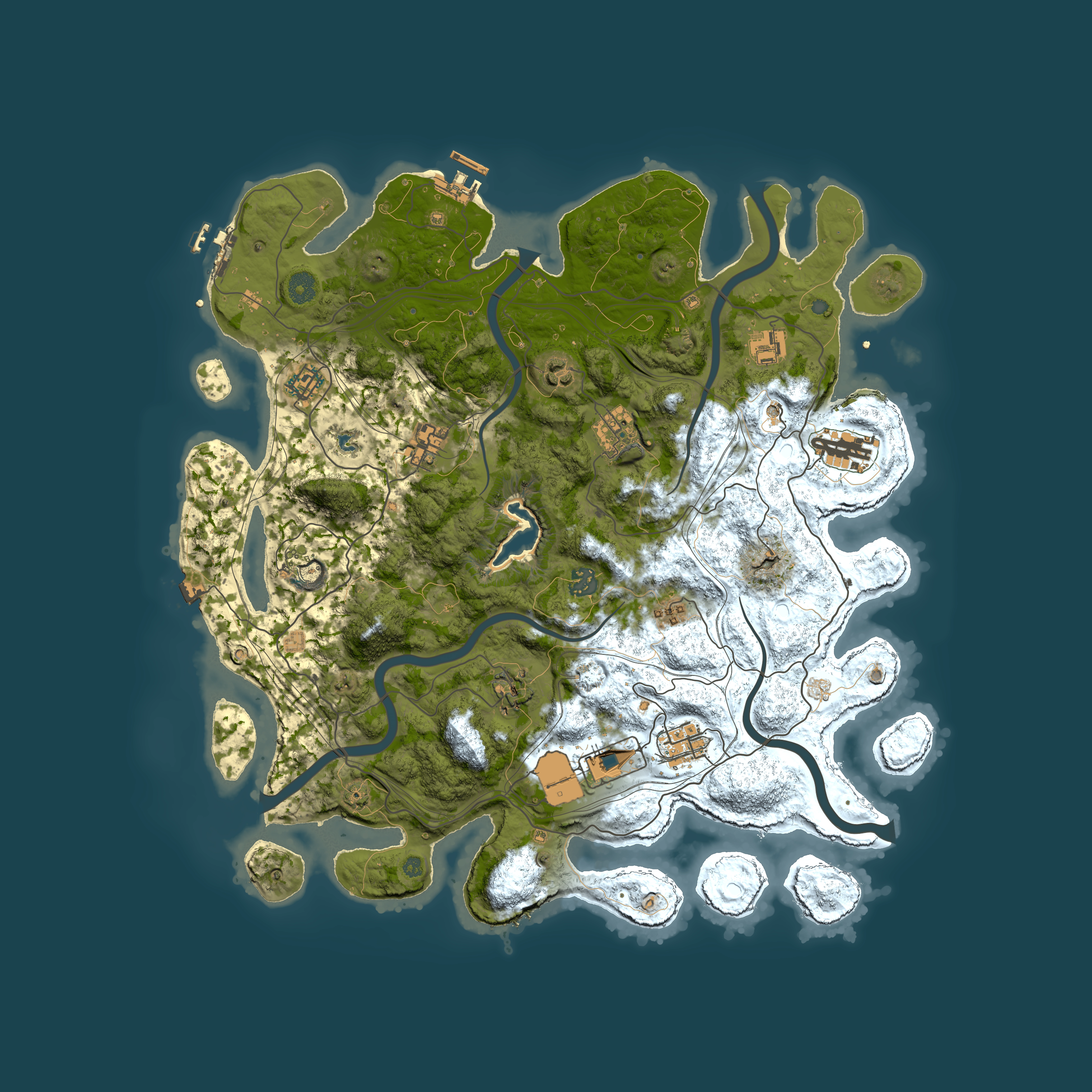 Full top-down render of Rust map seed 0, 4250x4250m