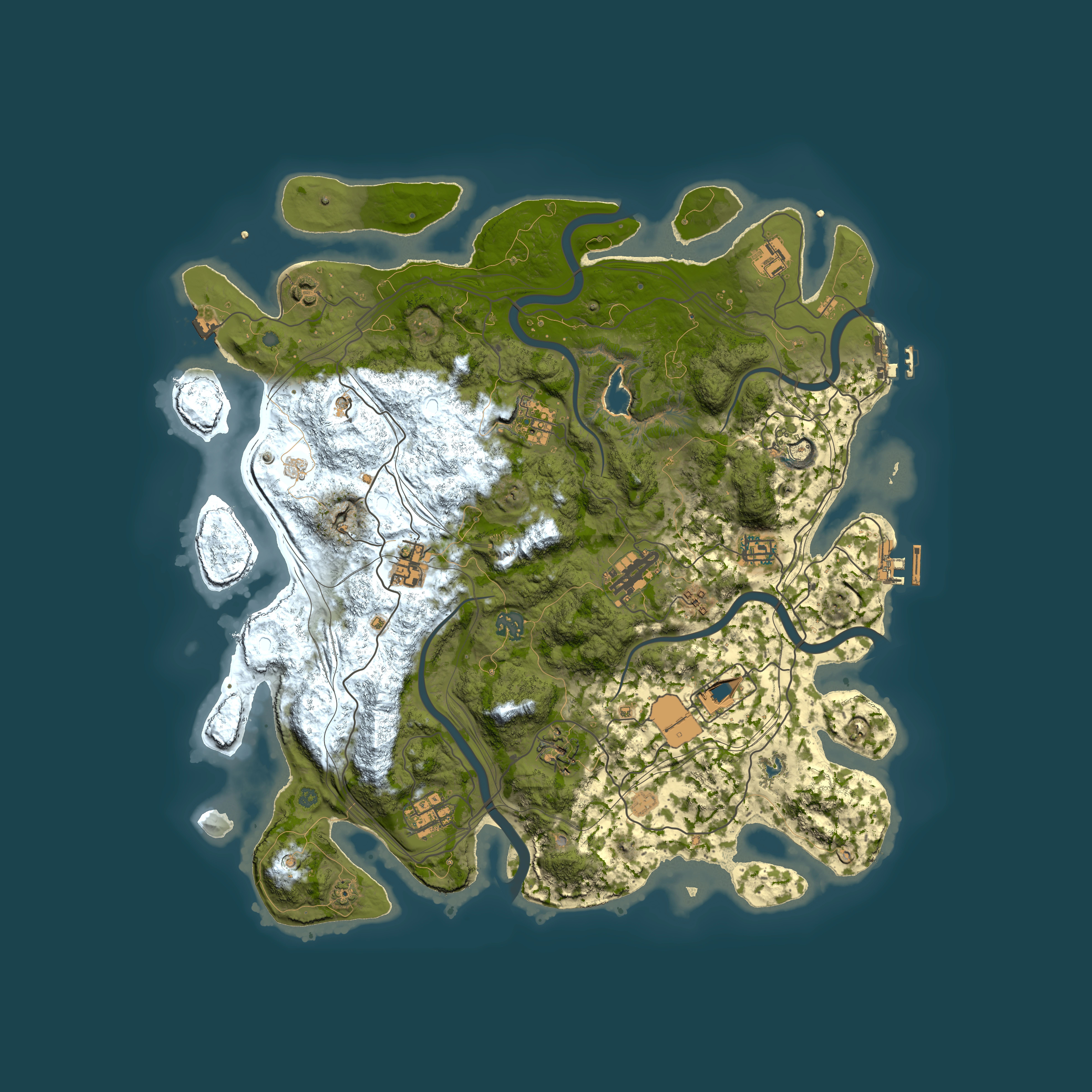 Full top-down render of Rust map seed 0, 4250x4250m
