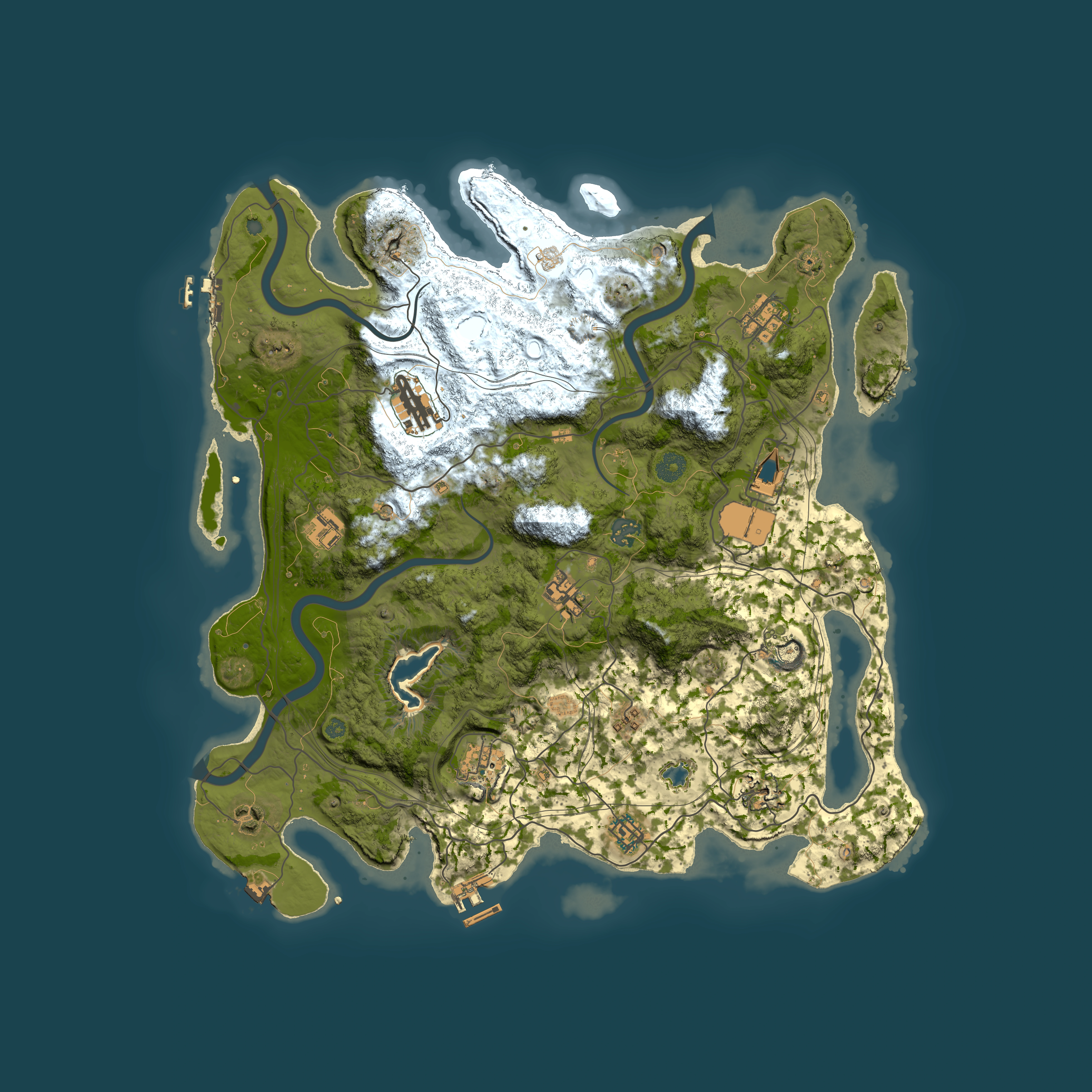 Full top-down render of Rust map seed 0, 4250x4250m