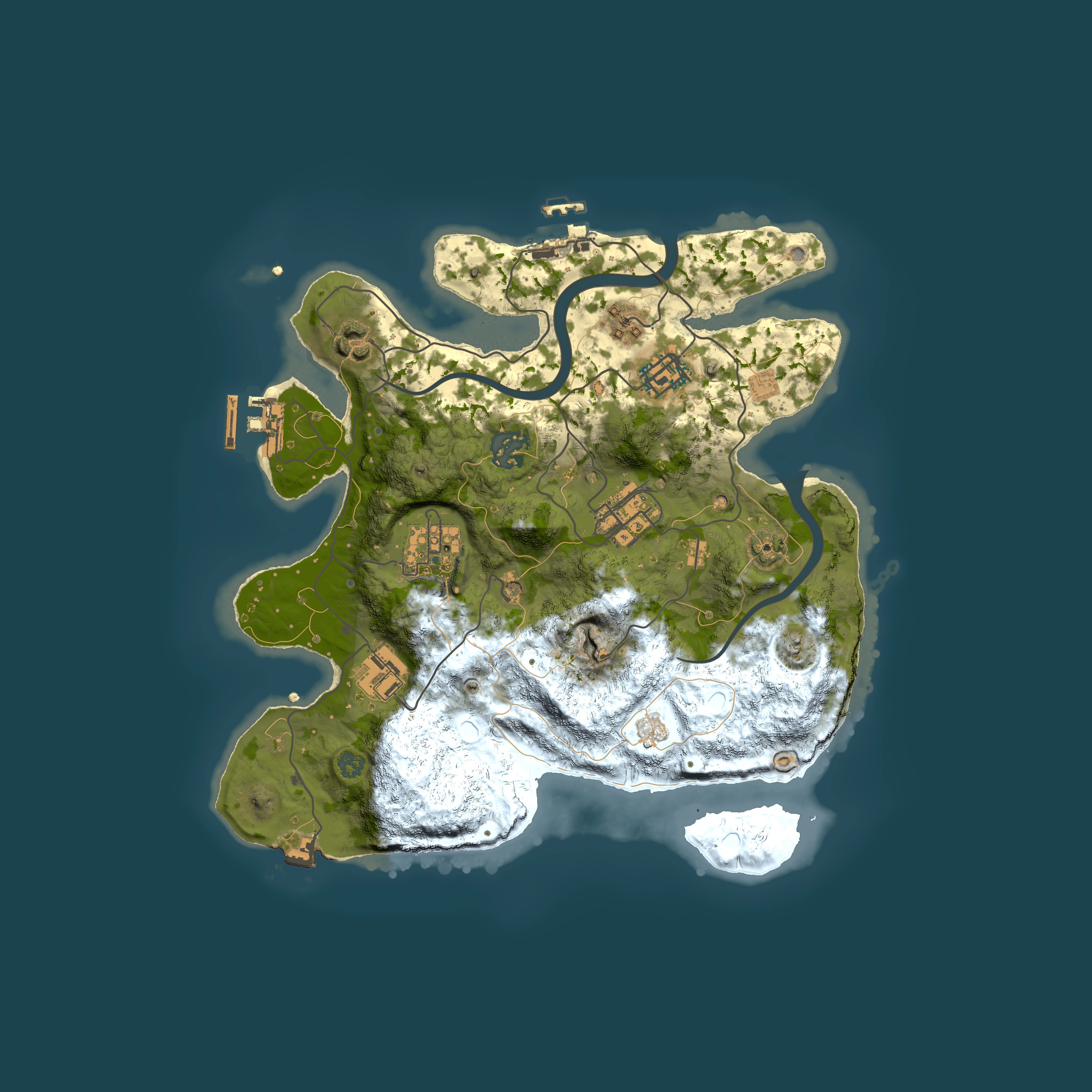 Full top-down render of Rust map seed 342800189, 3000x3000m