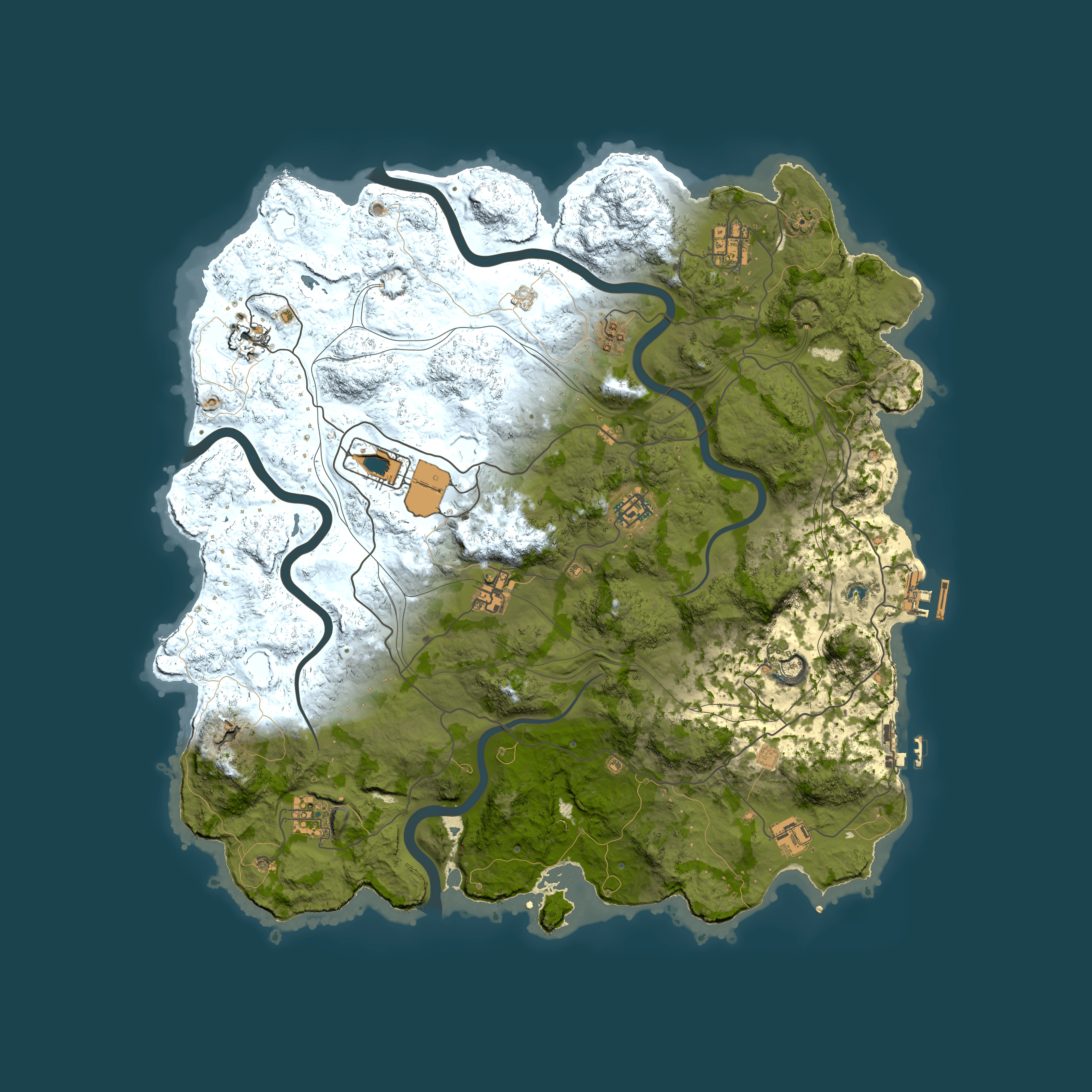Full top-down render of Rust map seed 3772, 4250x4250m