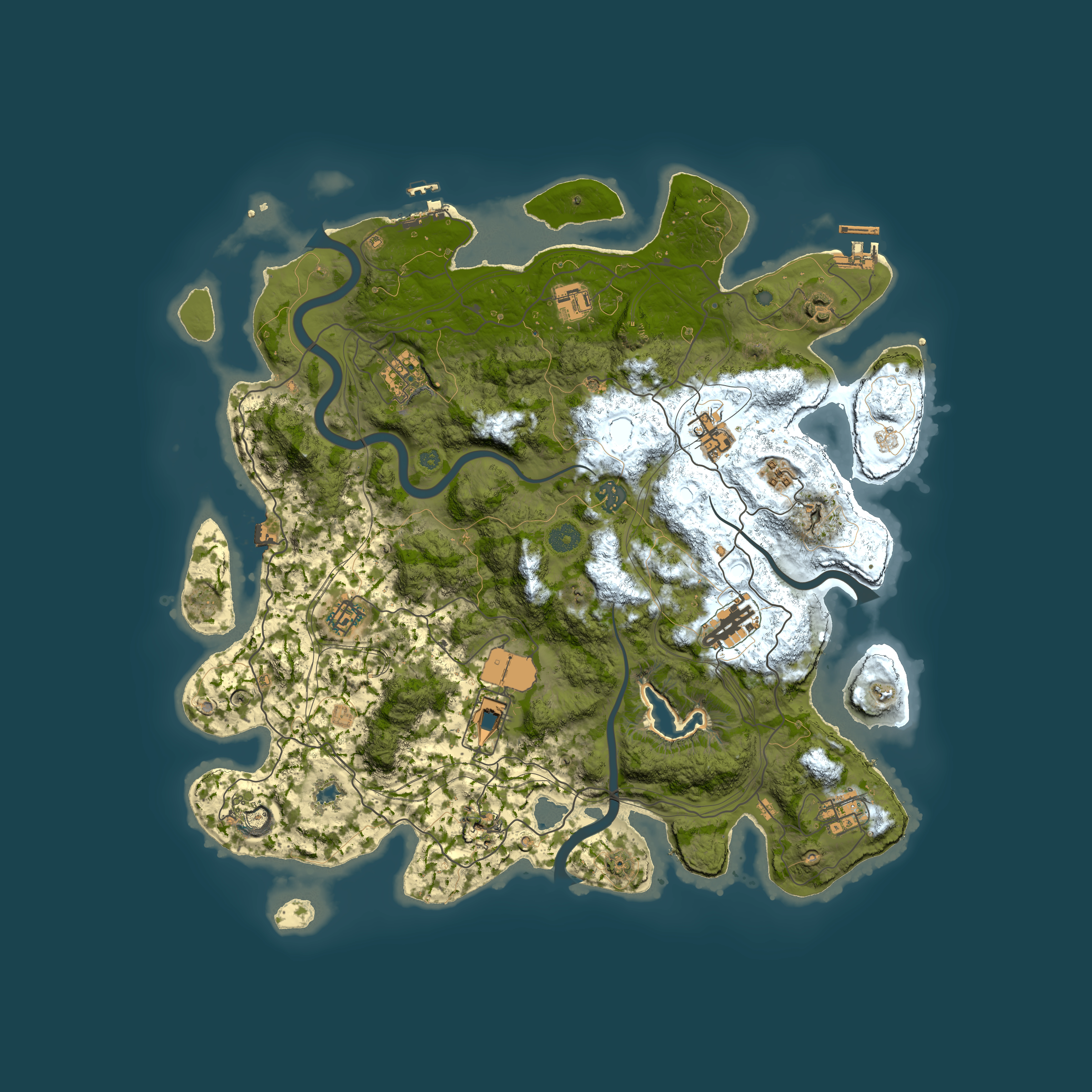 Full top-down render of Rust map seed 0, 4250x4250m