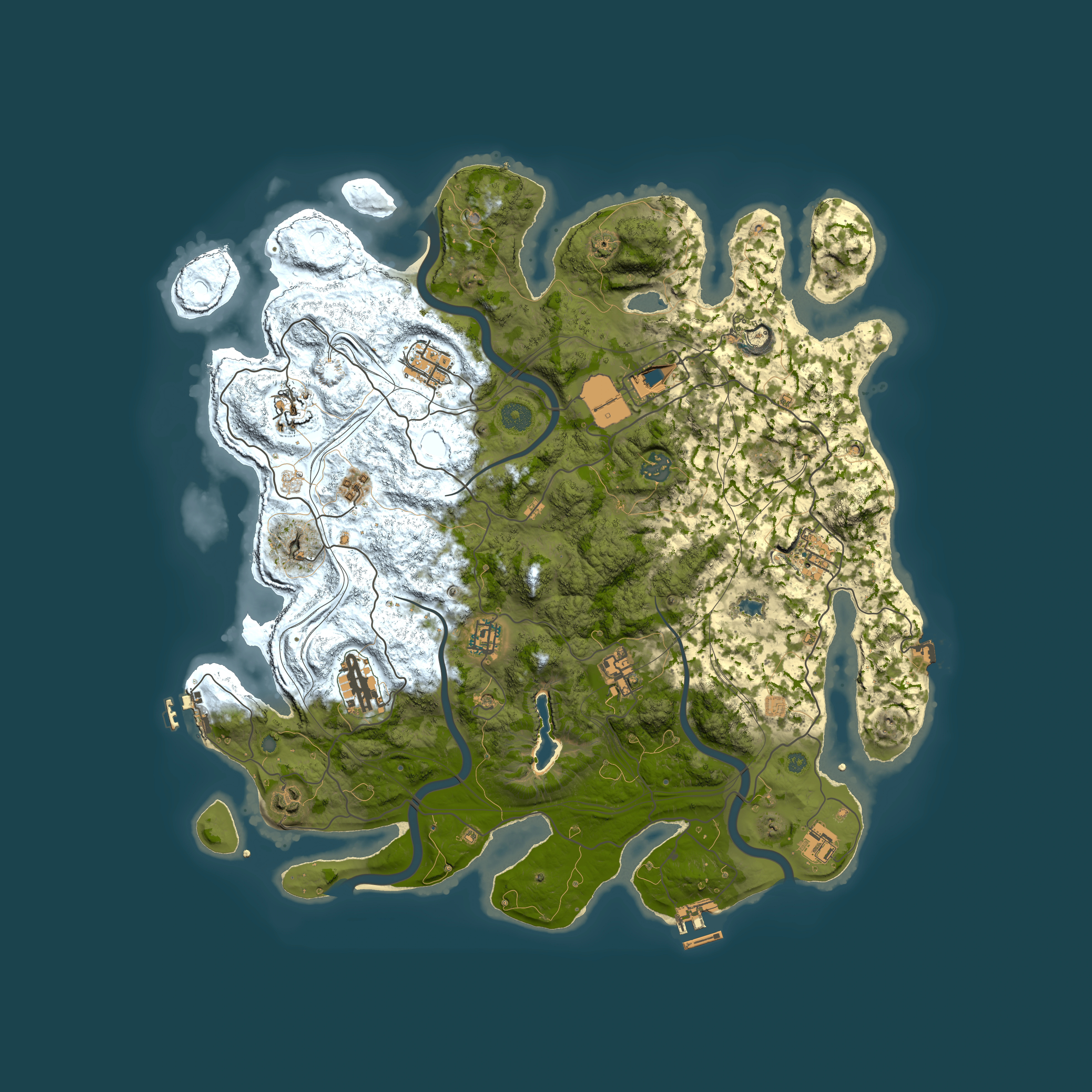 Full top-down render of Rust map seed 0, 4250x4250m
