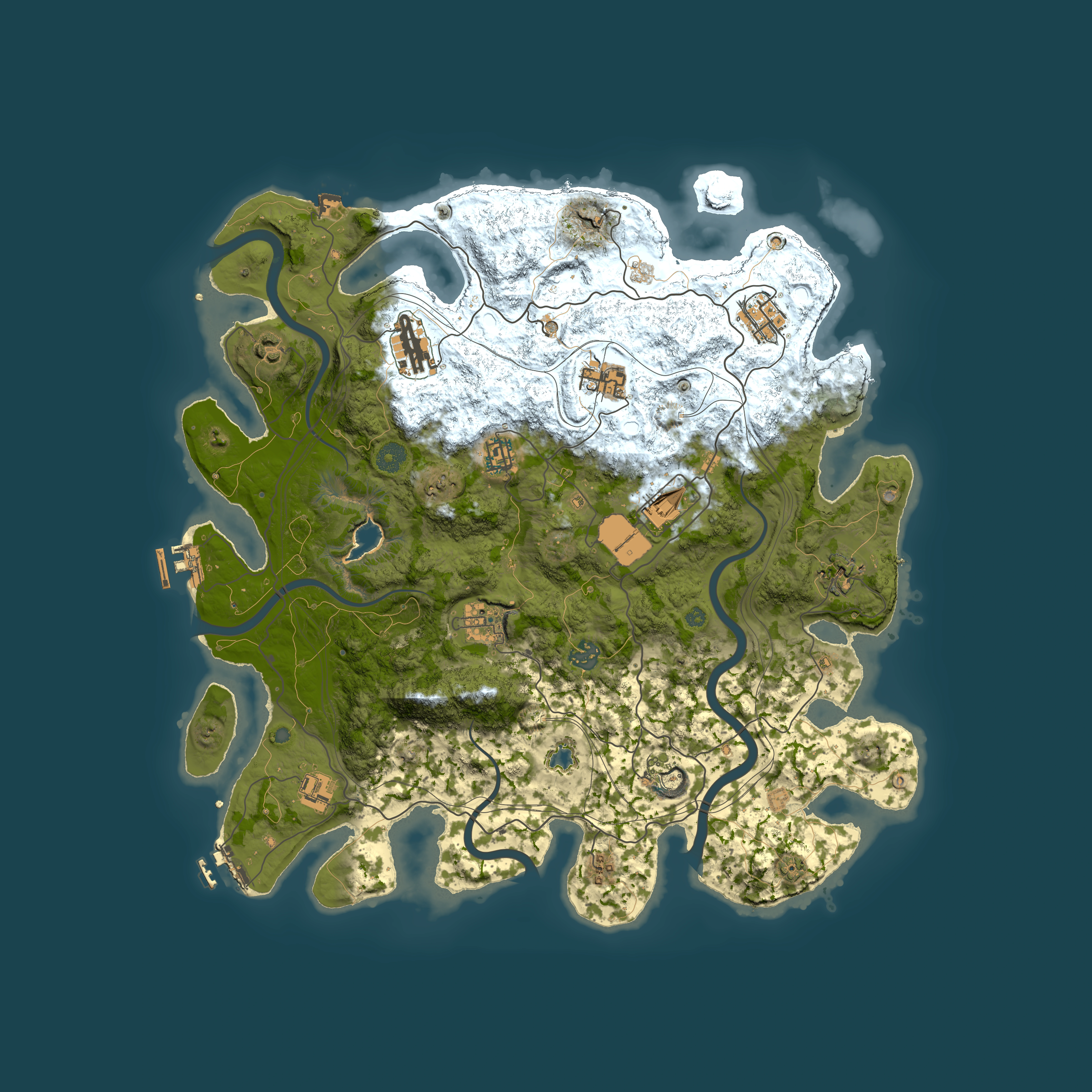 Full top-down render of Rust map seed 0, 4250x4250m