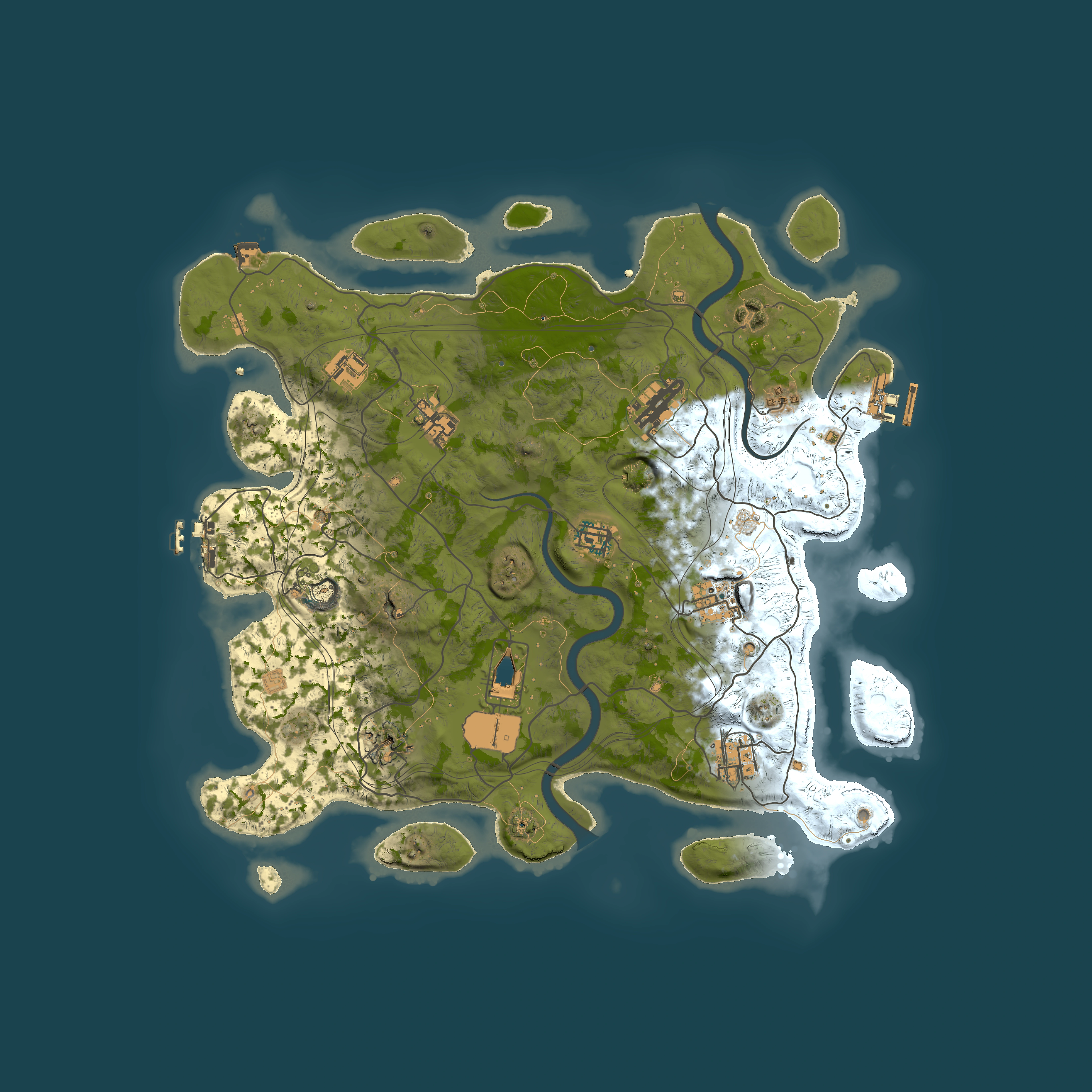 Full top-down render of Rust map seed 1337, 4000x4000m