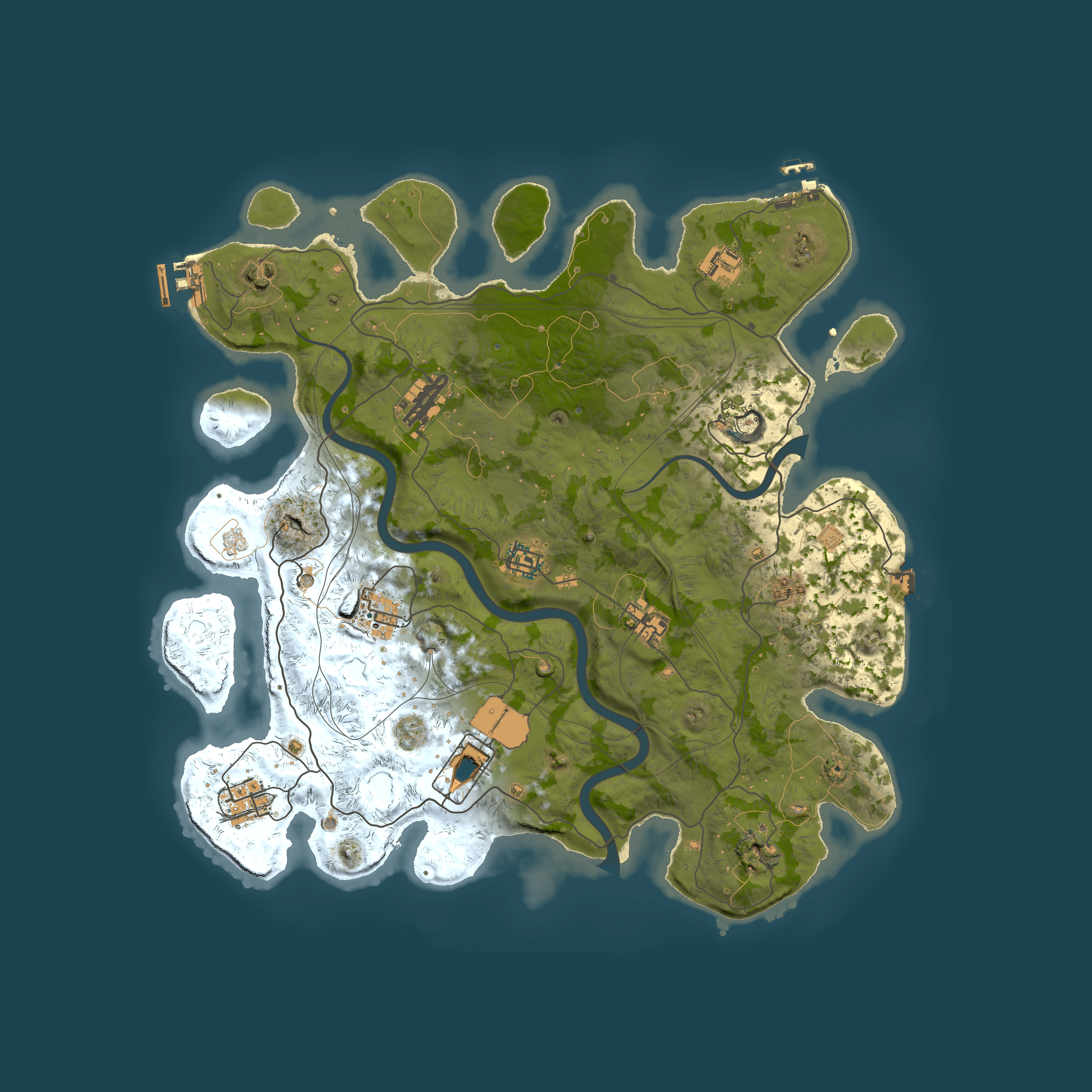 Full top-down render of Rust map seed 1337, 4000x4000m