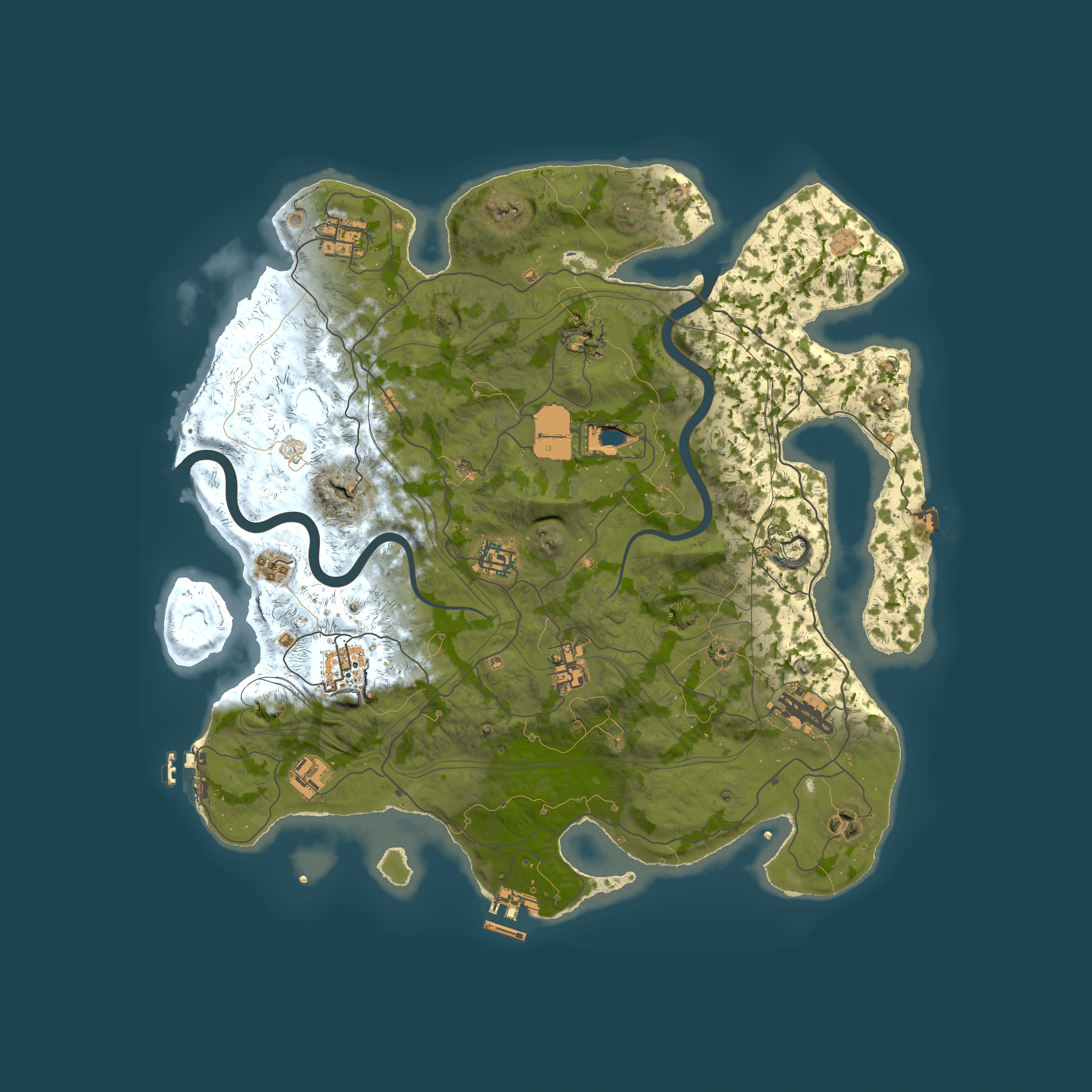 Full top-down render of Rust map seed 1337, 4000x4000m