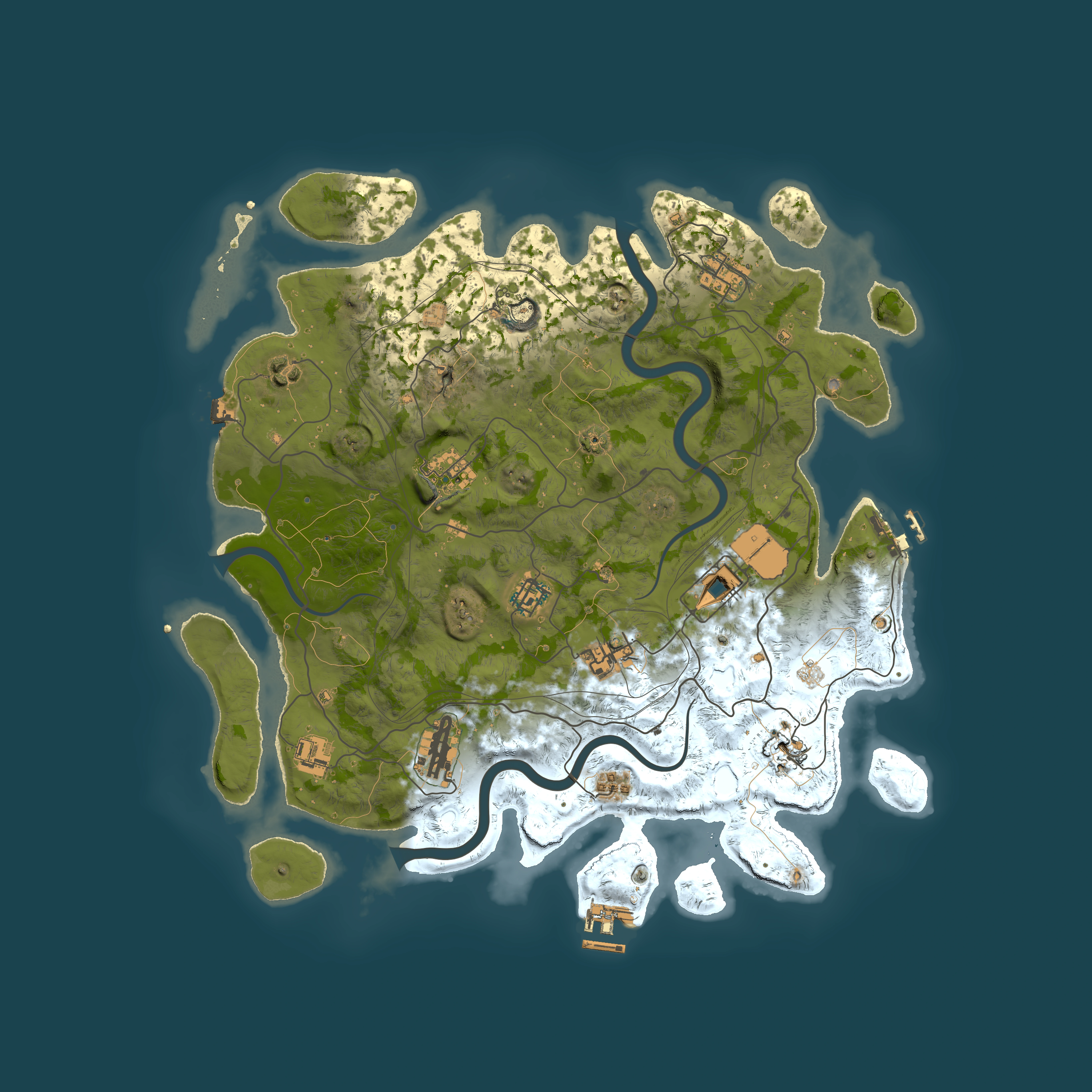 Full top-down render of Rust map seed 1337, 4000x4000m