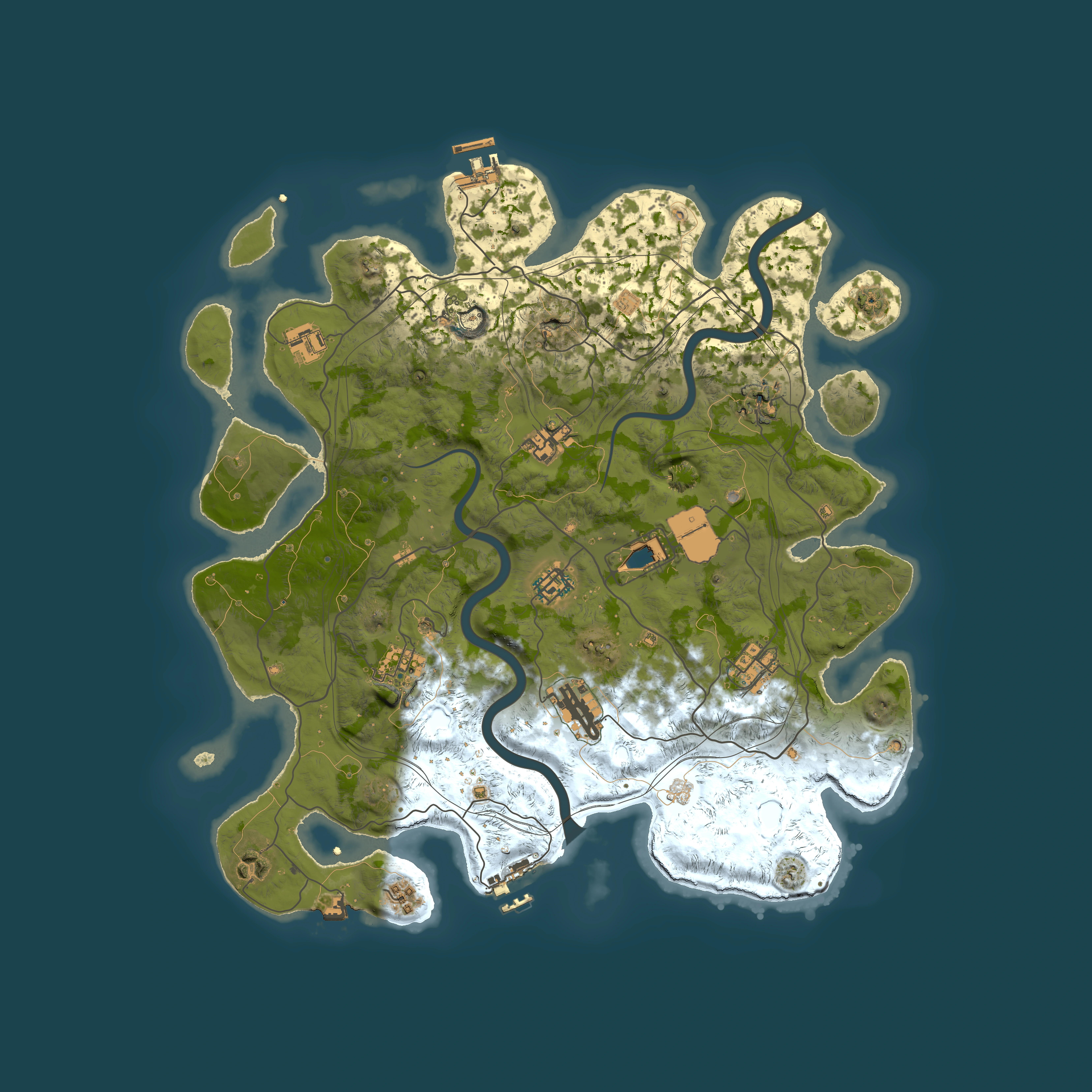 Full top-down render of Rust map seed 1112022, 4000x4000m