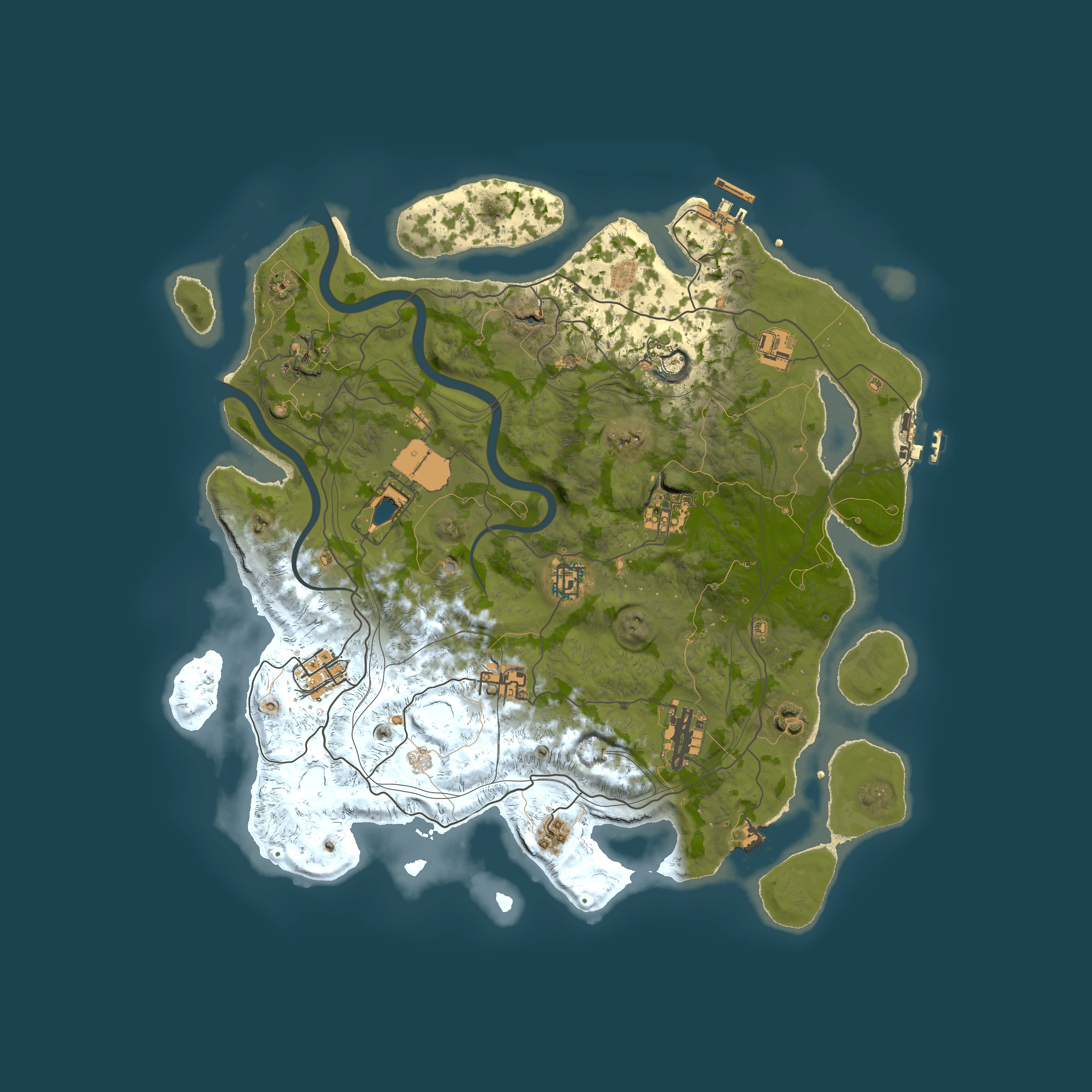 Full top-down render of Rust map seed 1112022, 4000x4000m