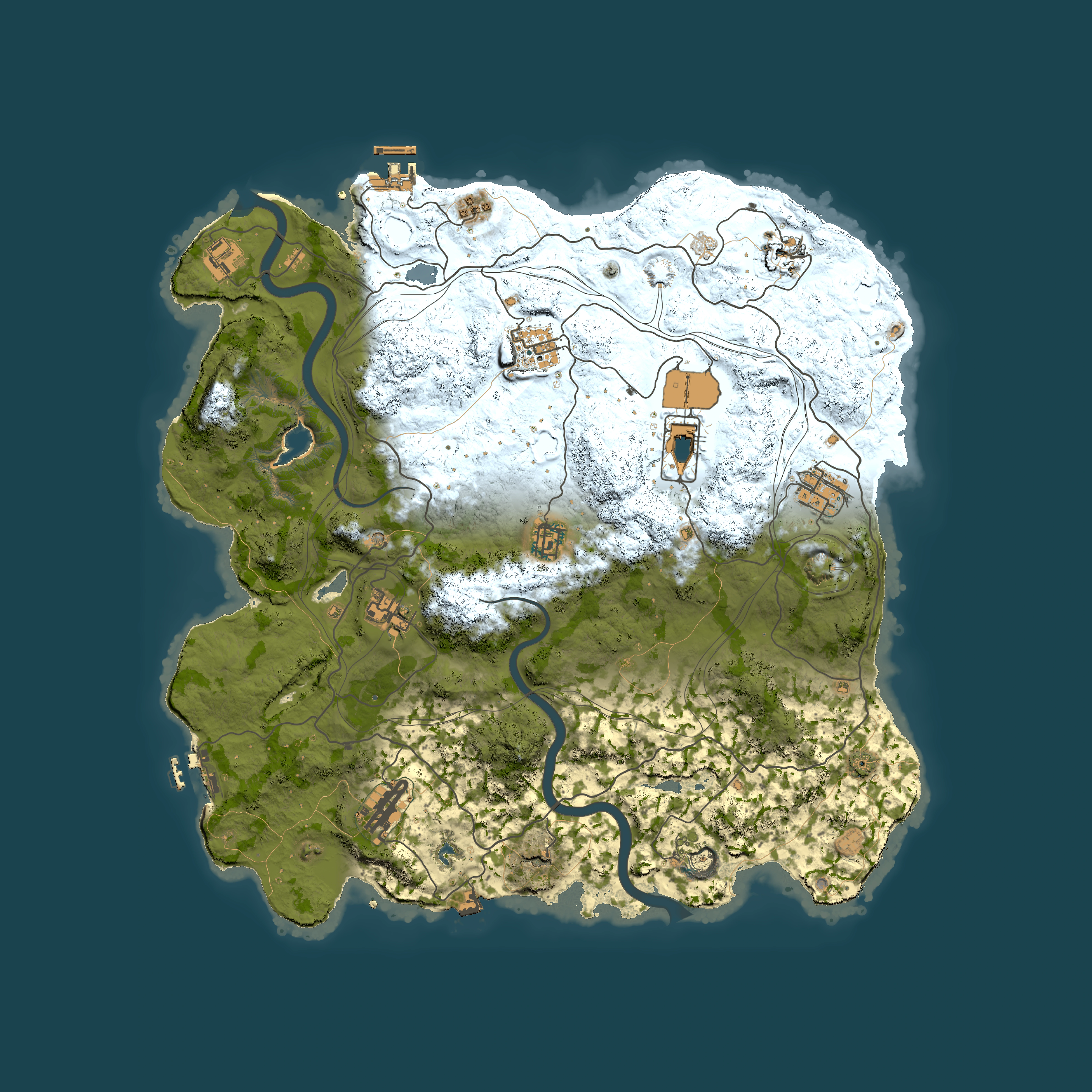 Full top-down render of Rust map seed 1060880876, 4000x4000m