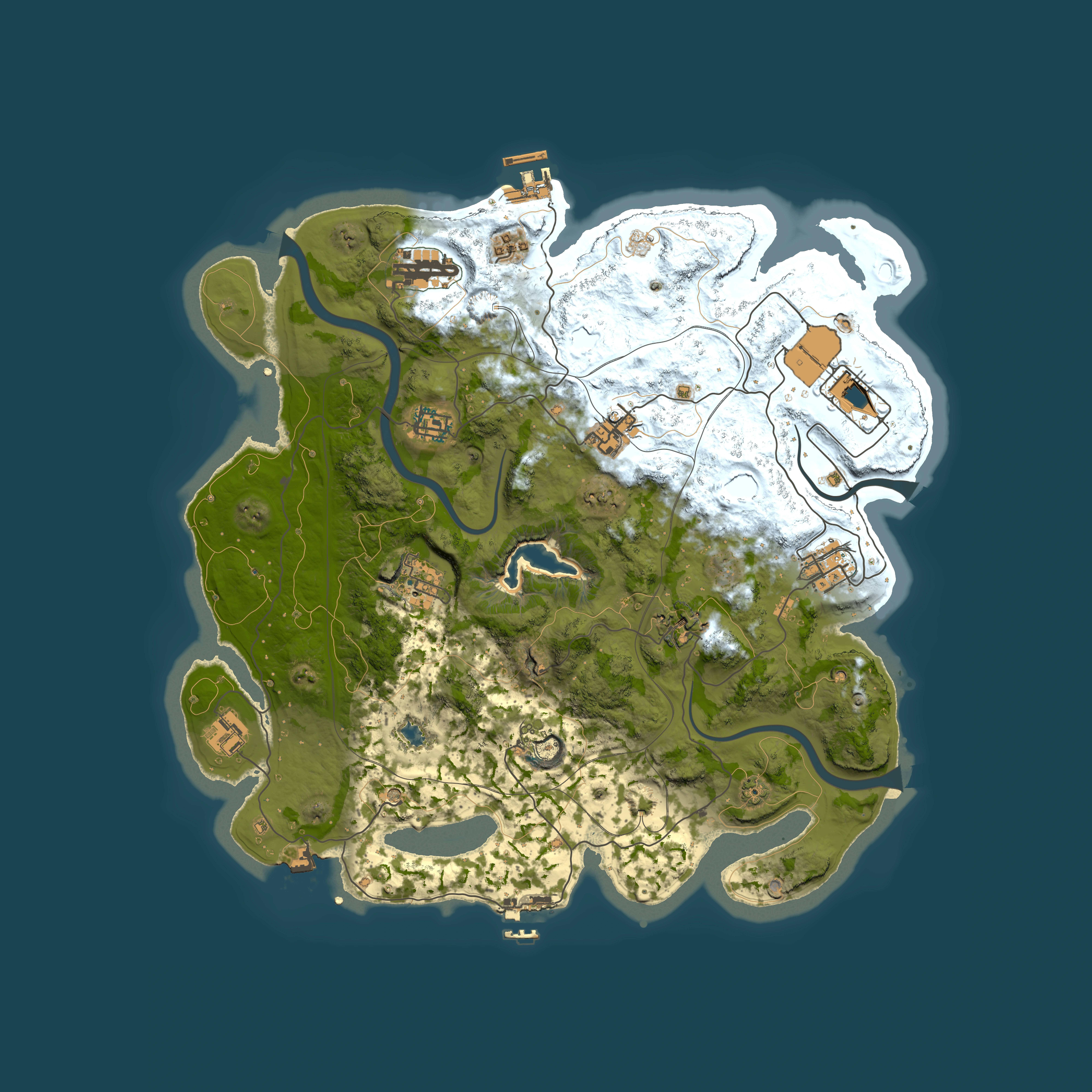 Full top-down render of Rust map seed 1337, 3800x3800m