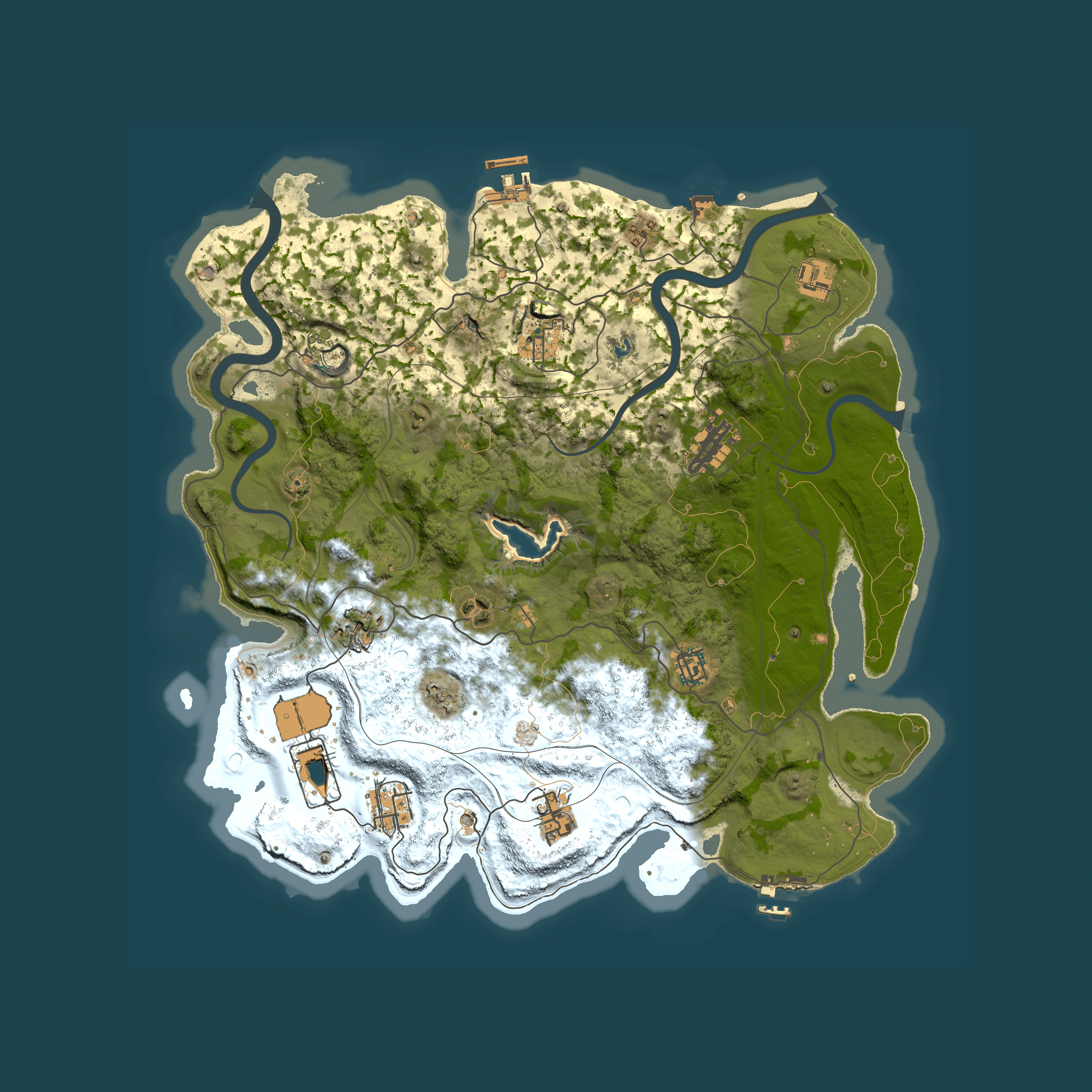 Full top-down render of Rust map seed 1337, 4000x4000m
