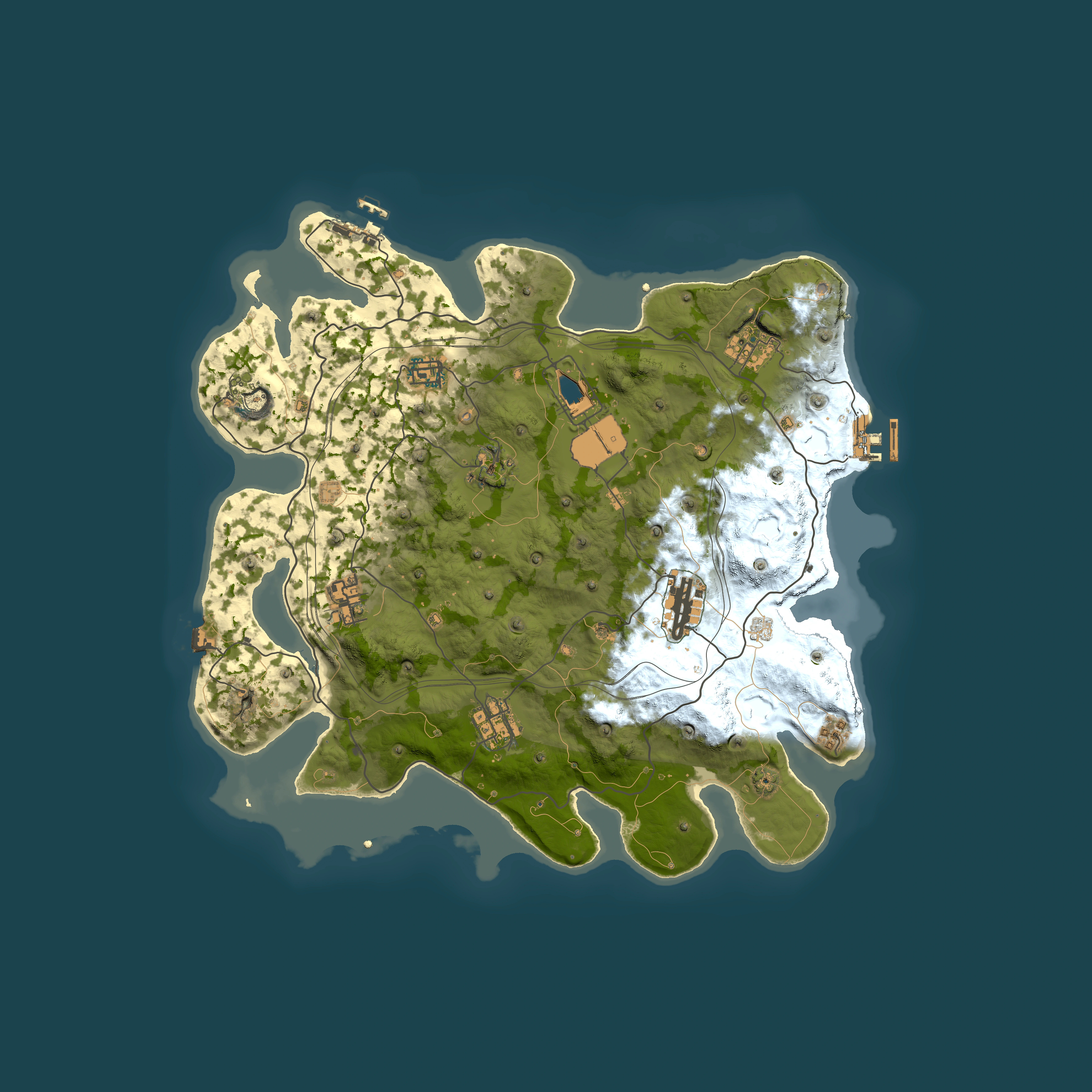 Full top-down render of Rust map seed 1337, 3750x3750m