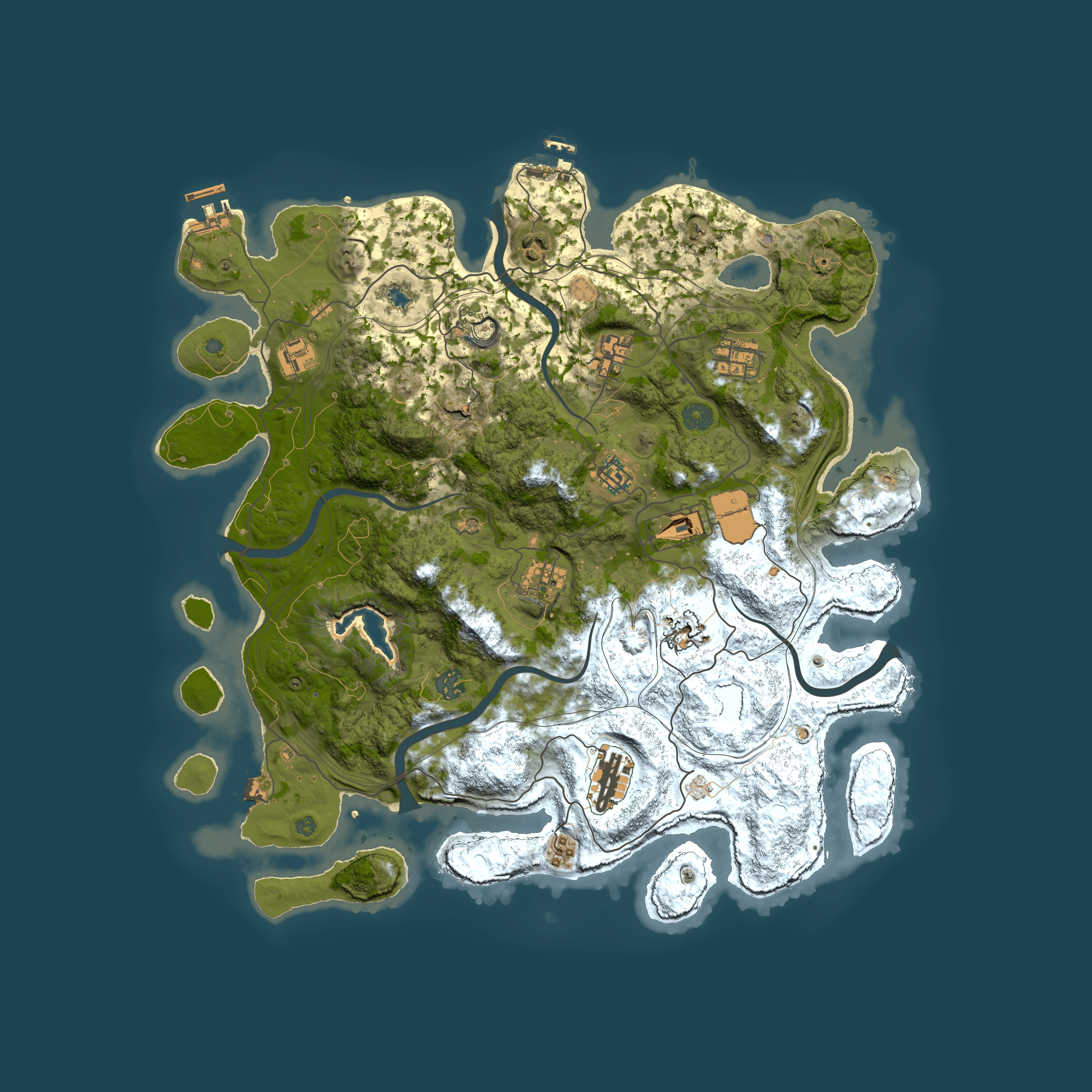 Full top-down render of Rust map seed 0, 4250x4250m