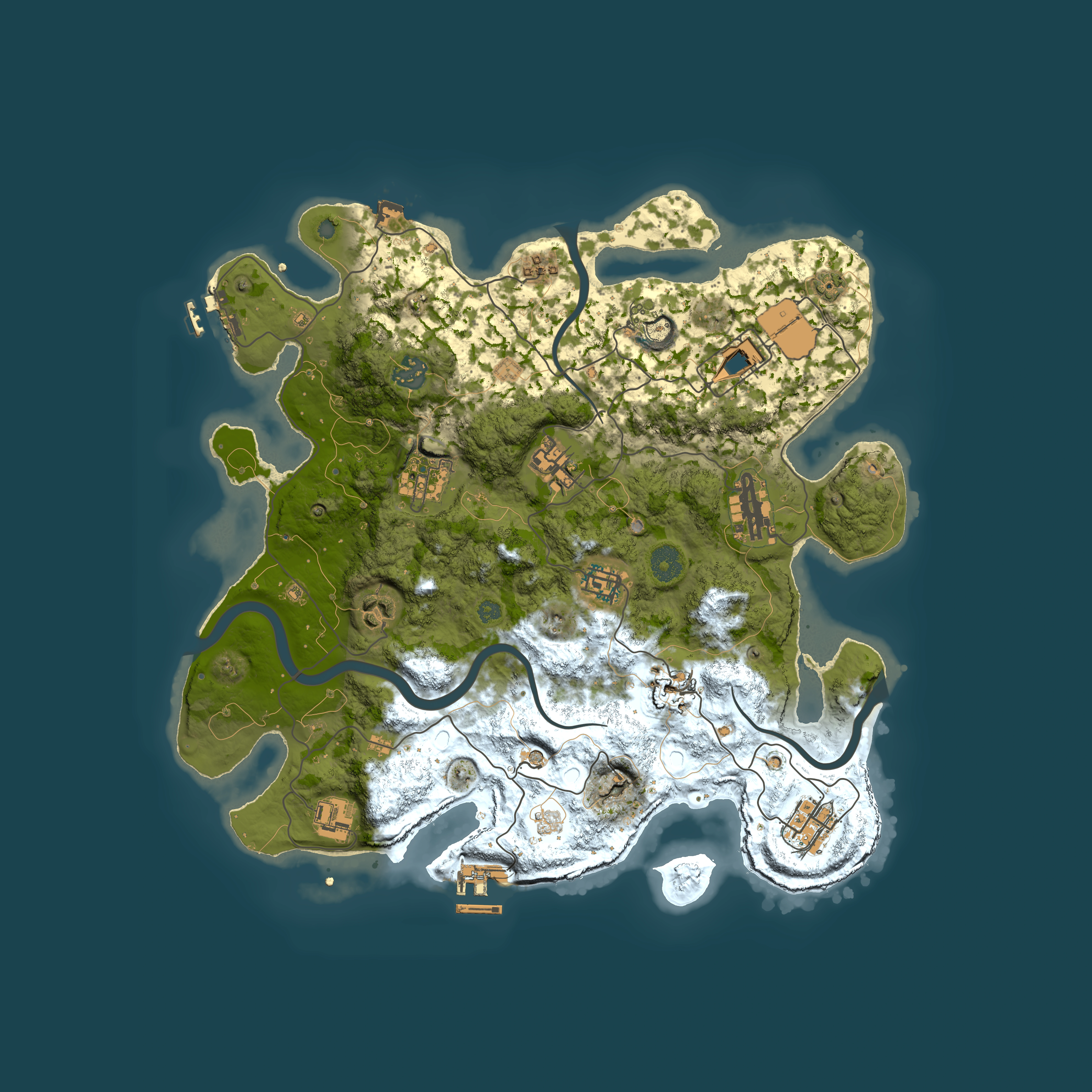 Full top-down render of Rust map seed 1353543382, 3700x3700m