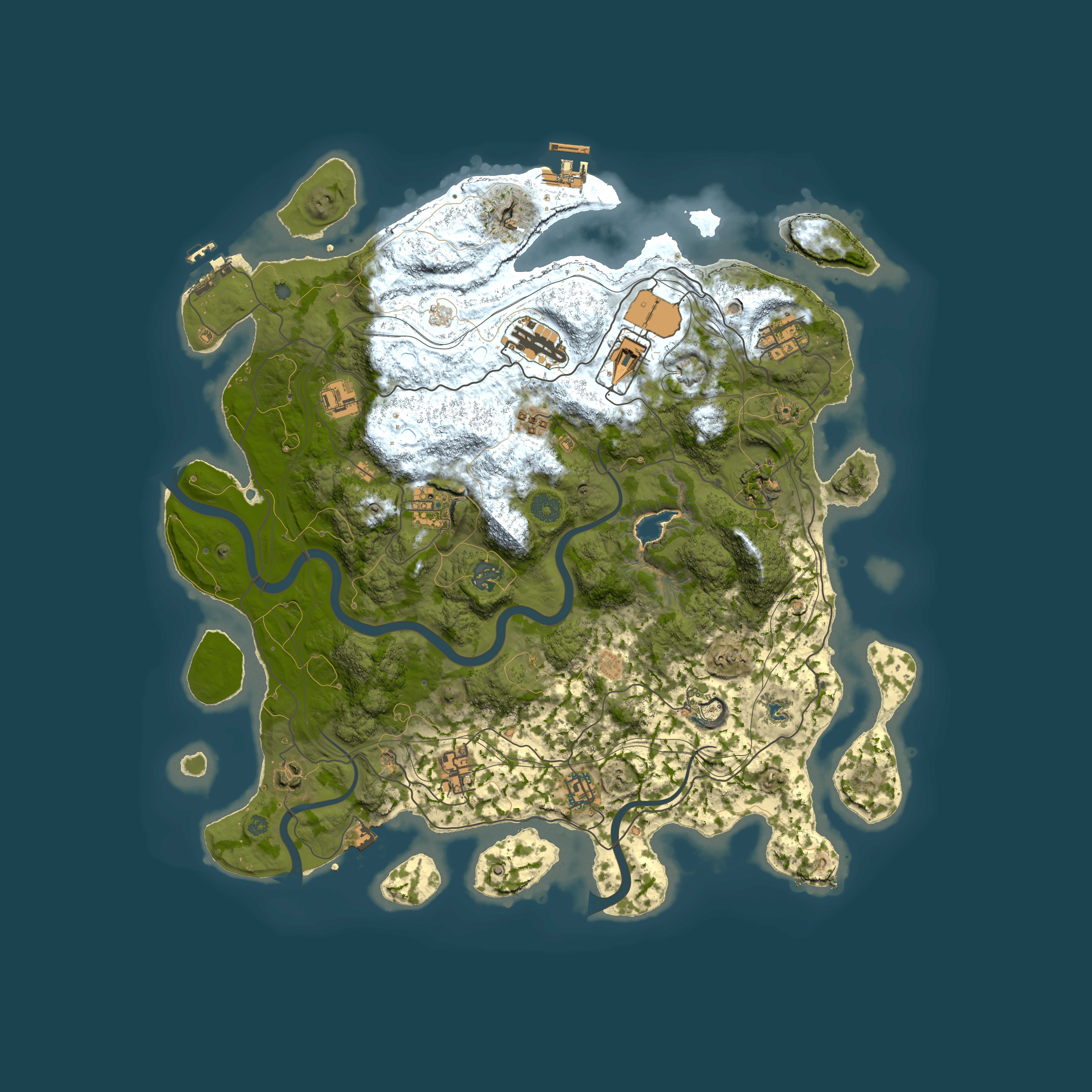 Full top-down render of Rust map seed 0, 4250x4250m