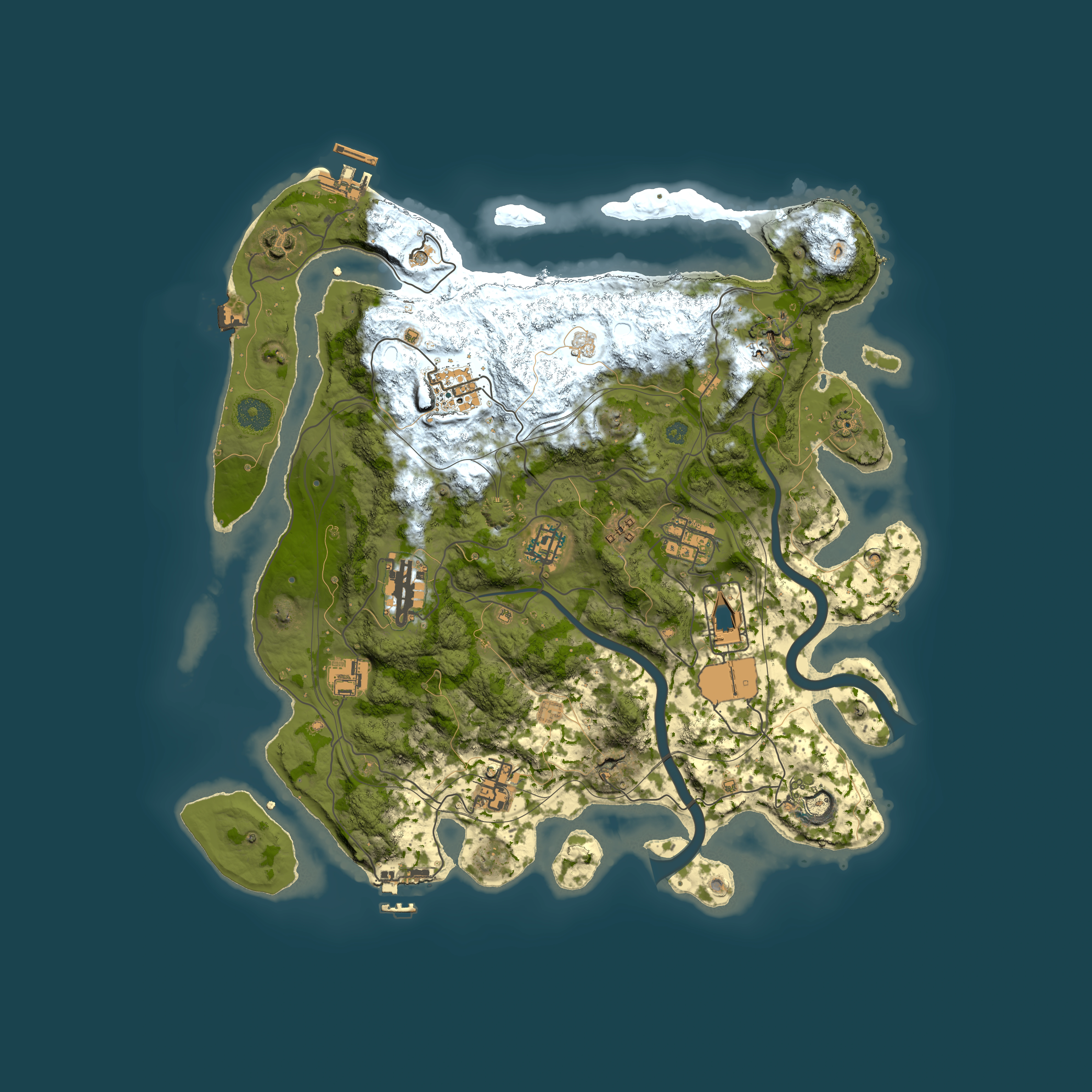 Full top-down render of Rust map seed 1337, 3750x3750m