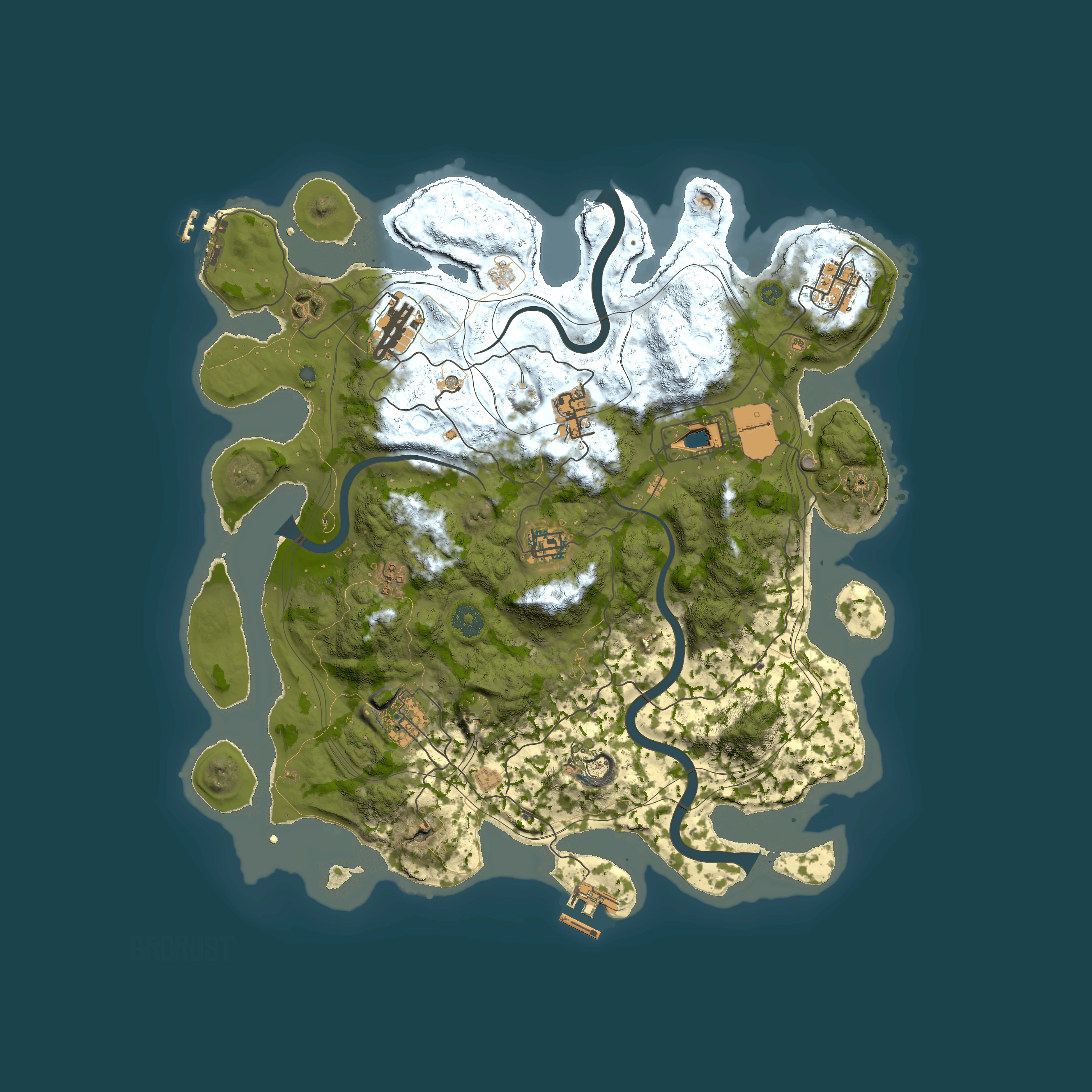Full top-down render of Rust map seed 32508, 3900x3900m