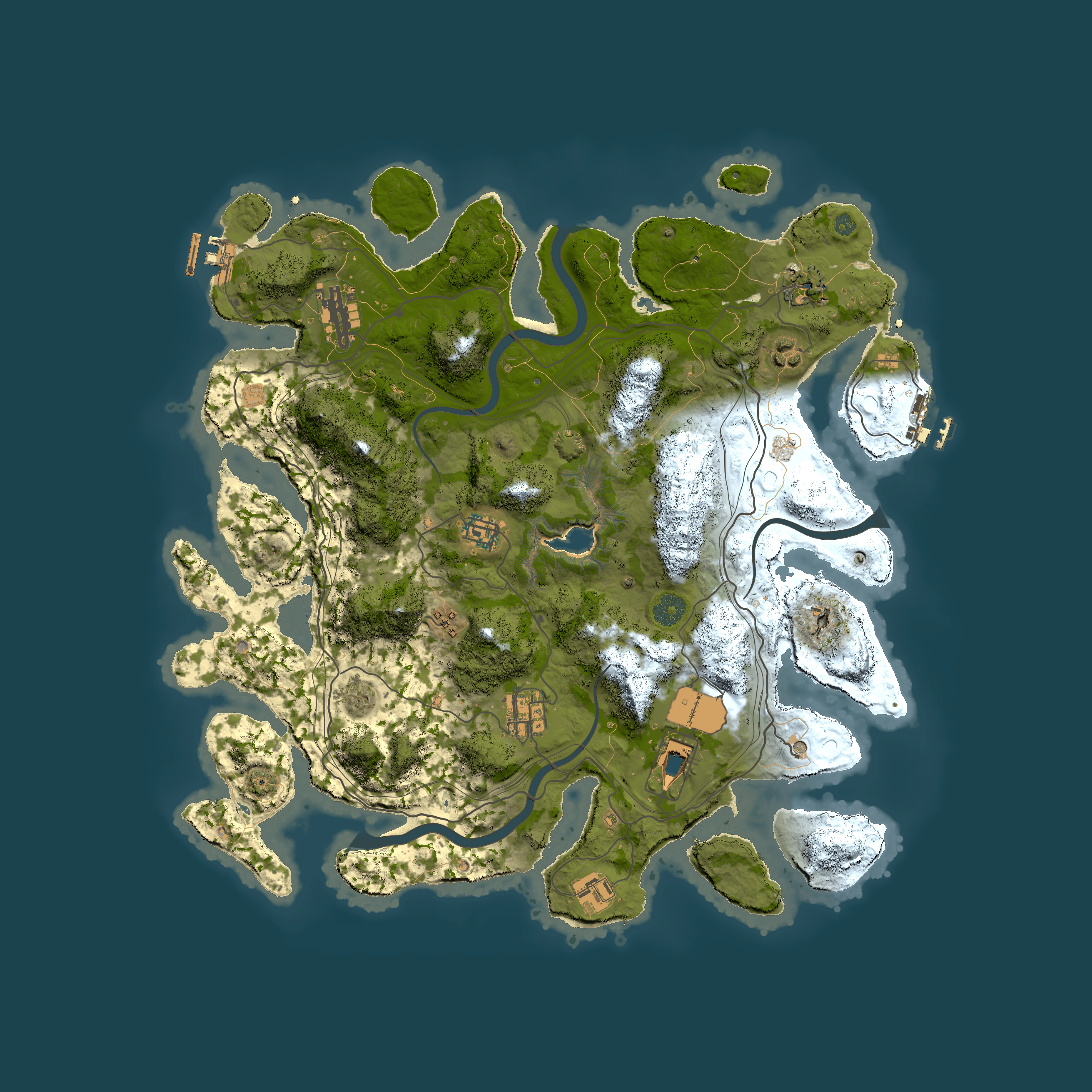 Full top-down render of Rust map seed 1337, 4000x4000m