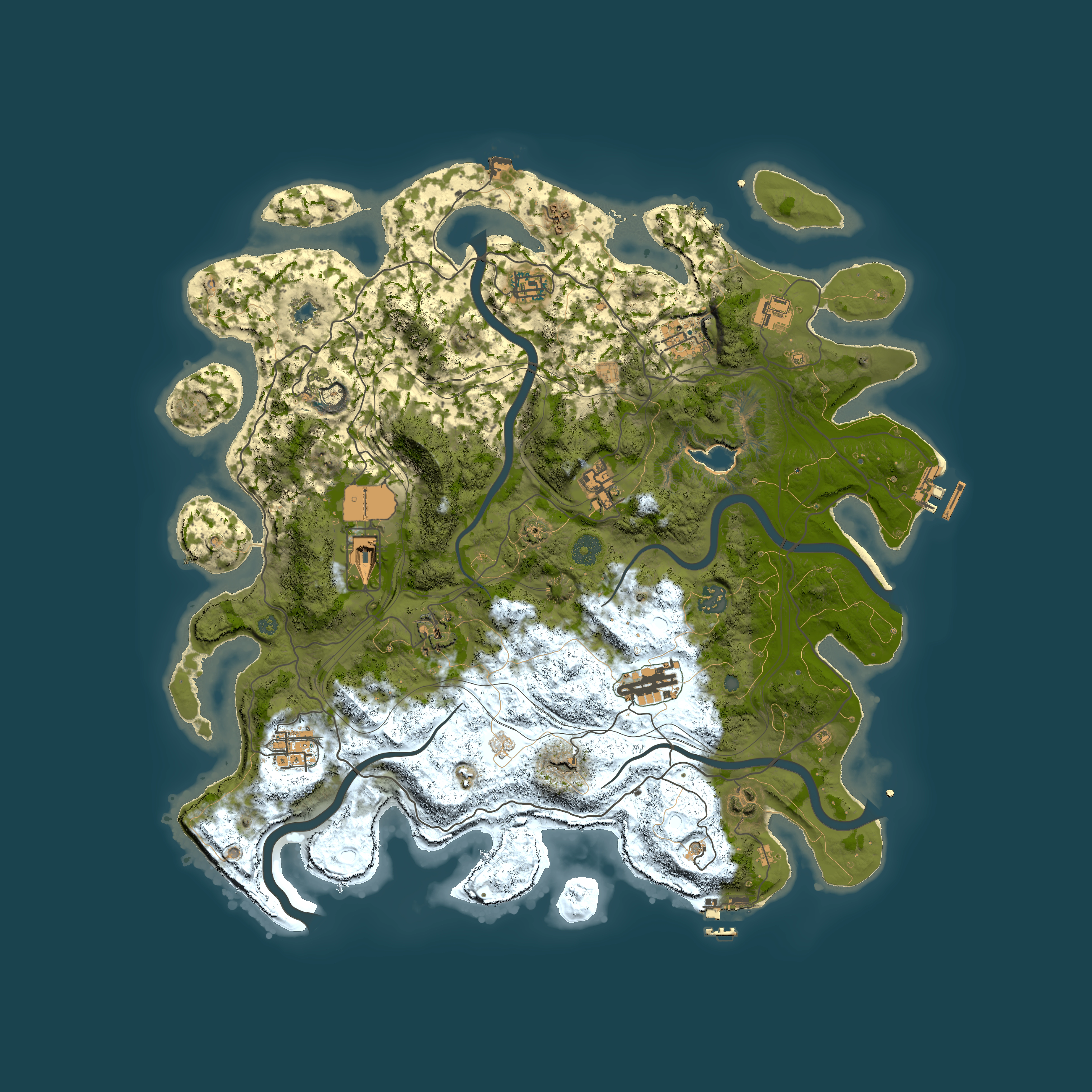 Full top-down render of Rust map seed 0, 4250x4250m