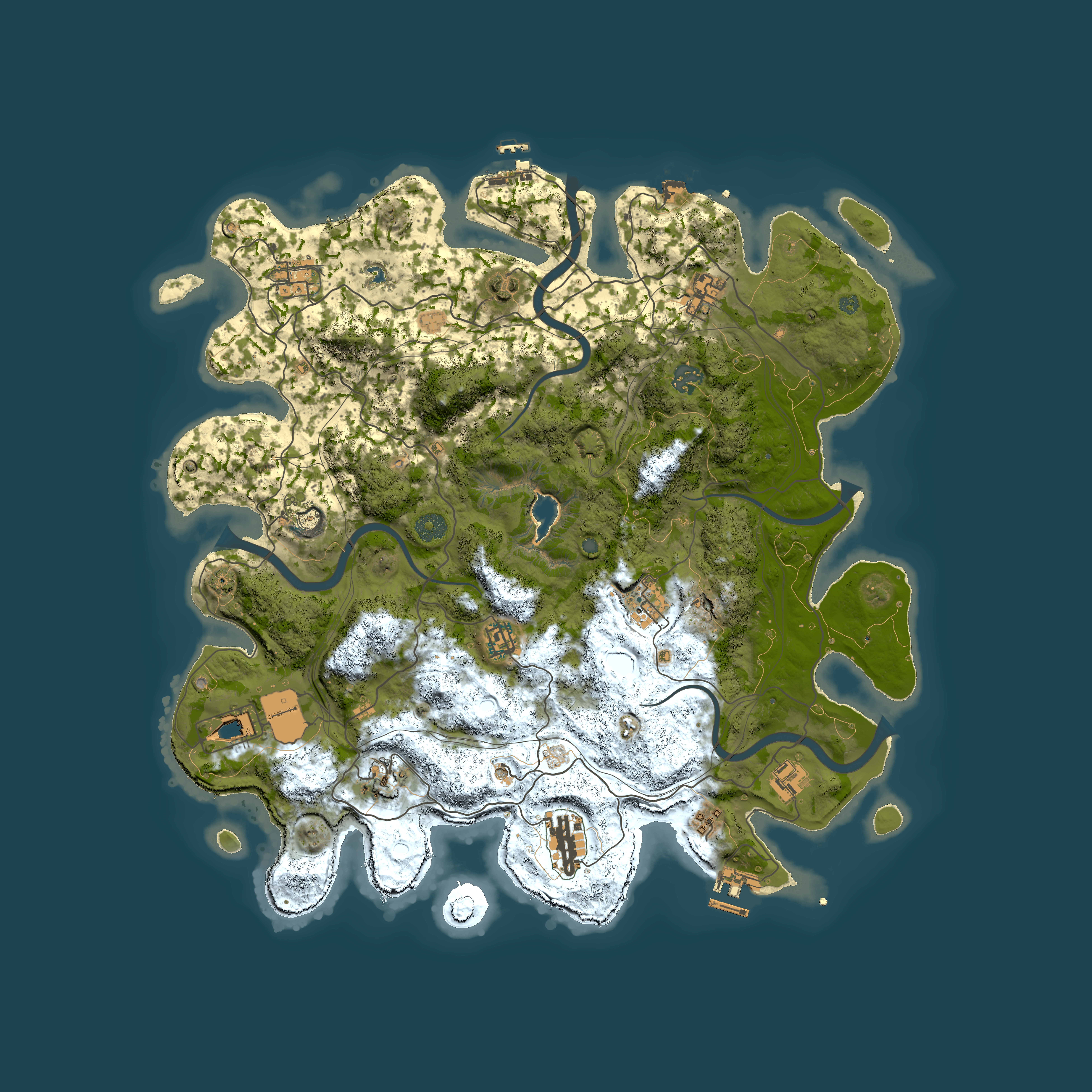 Full top-down render of Rust map seed 0, 4250x4250m