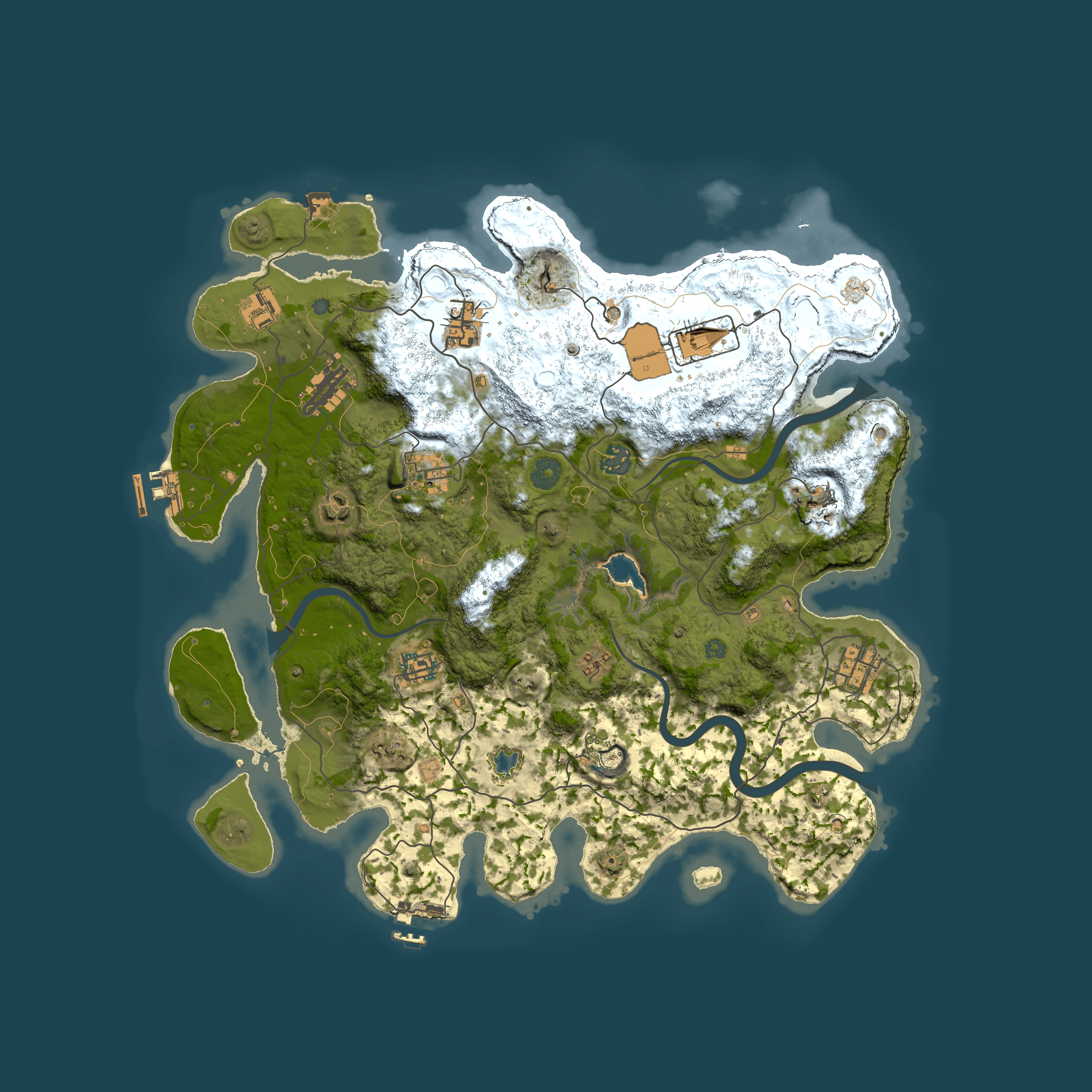 Full top-down render of Rust map seed 823088121, 4000x4000m