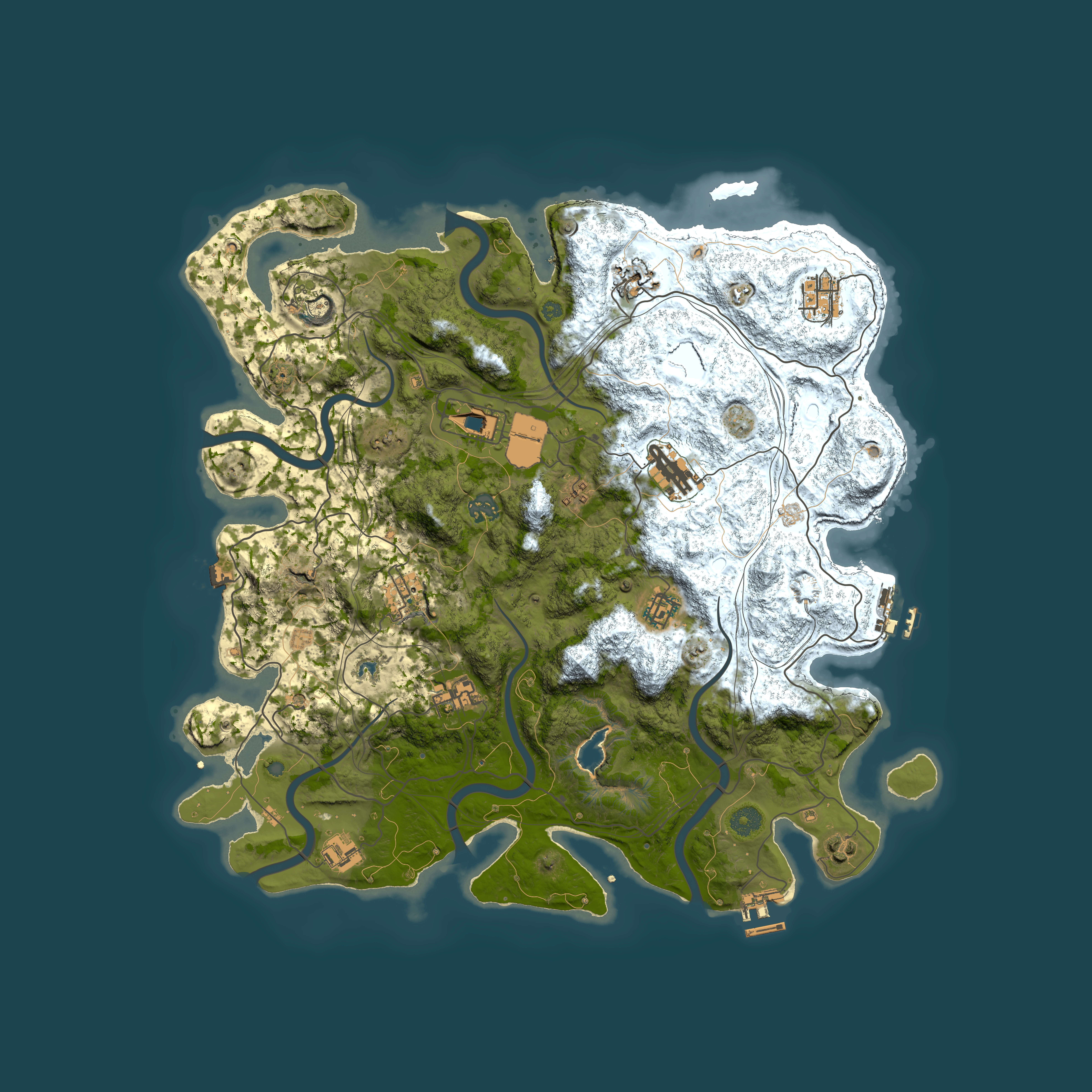 Full top-down render of Rust map seed 0, 4250x4250m