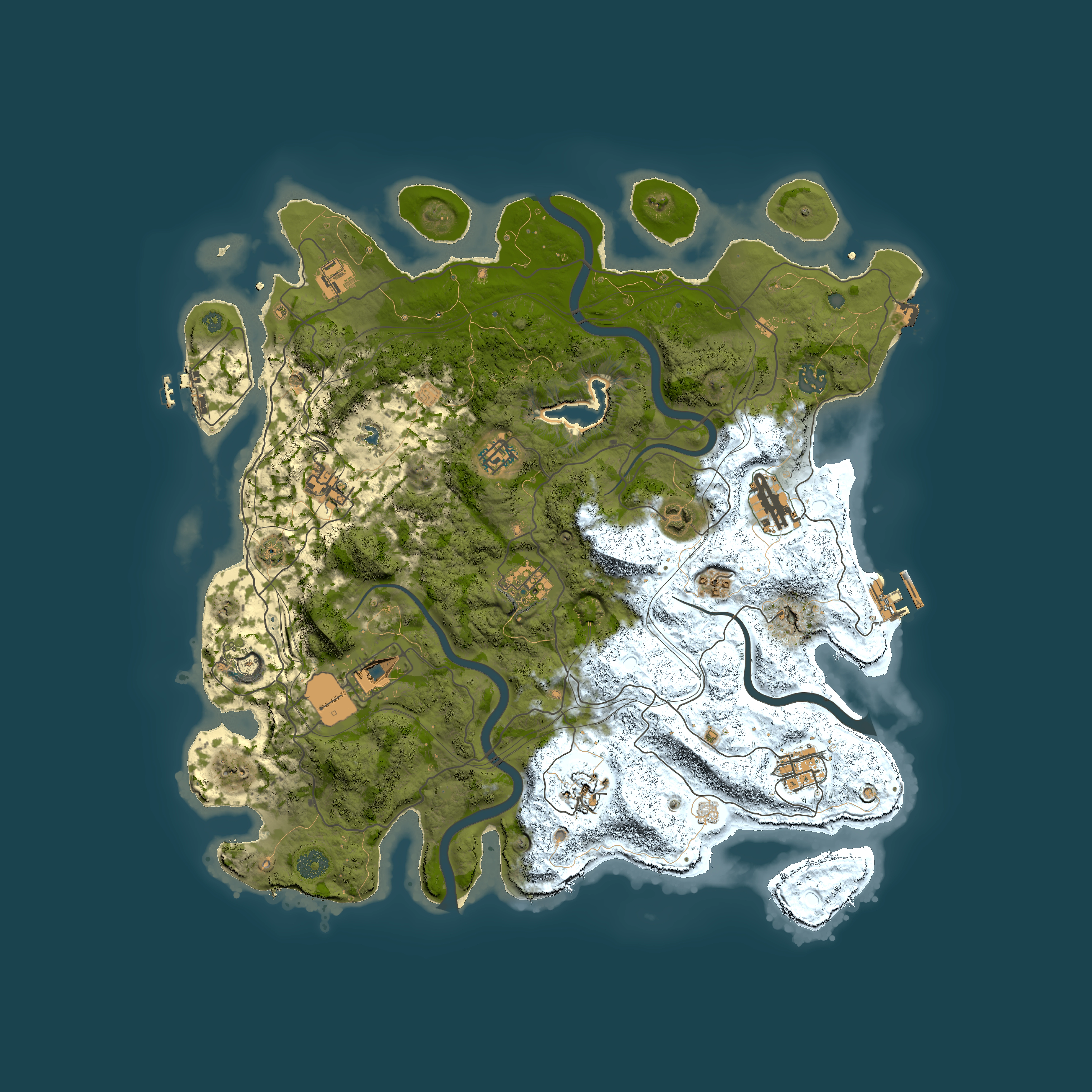 Full top-down render of Rust map seed 0, 4250x4250m