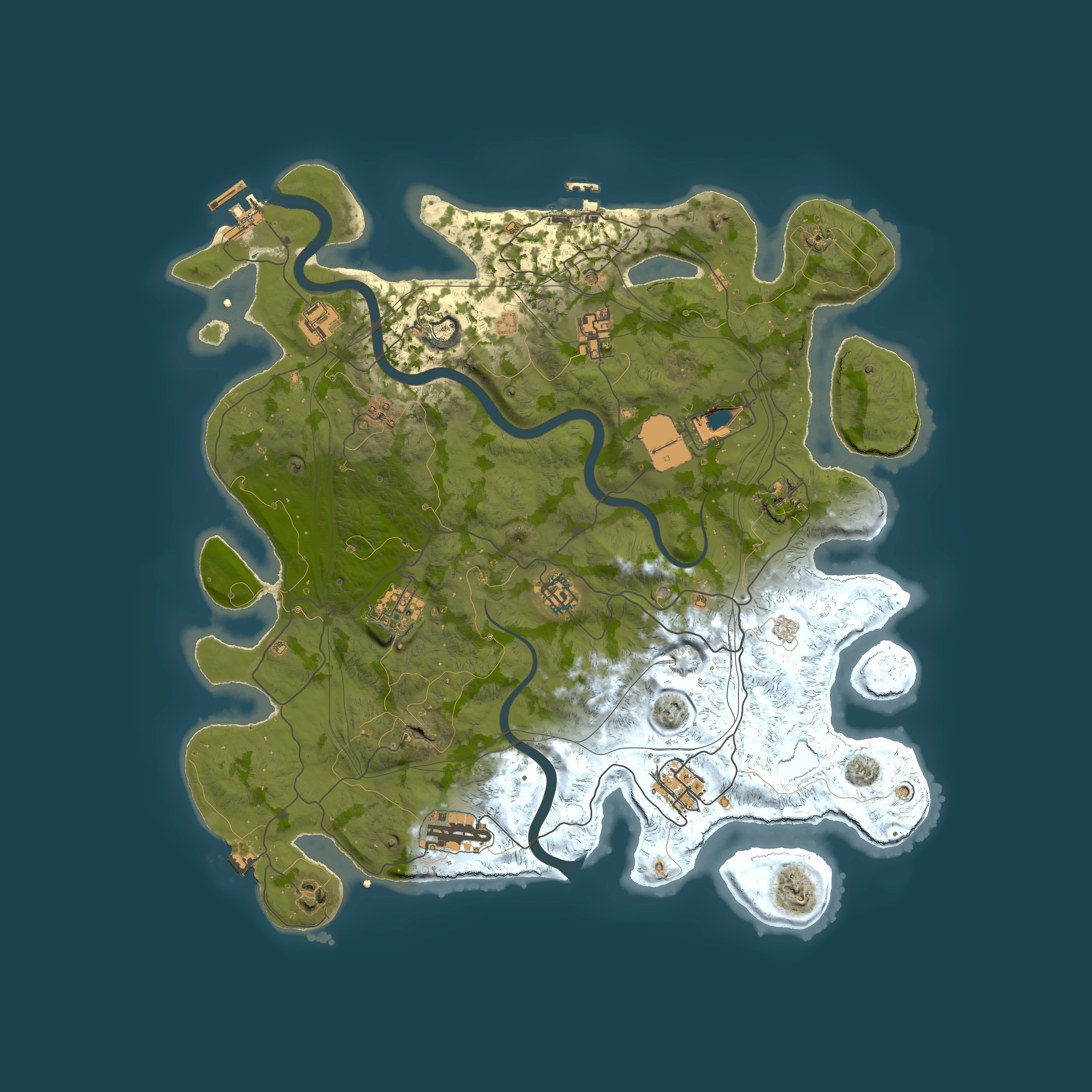 Full top-down render of Rust map seed 1337, 4000x4000m