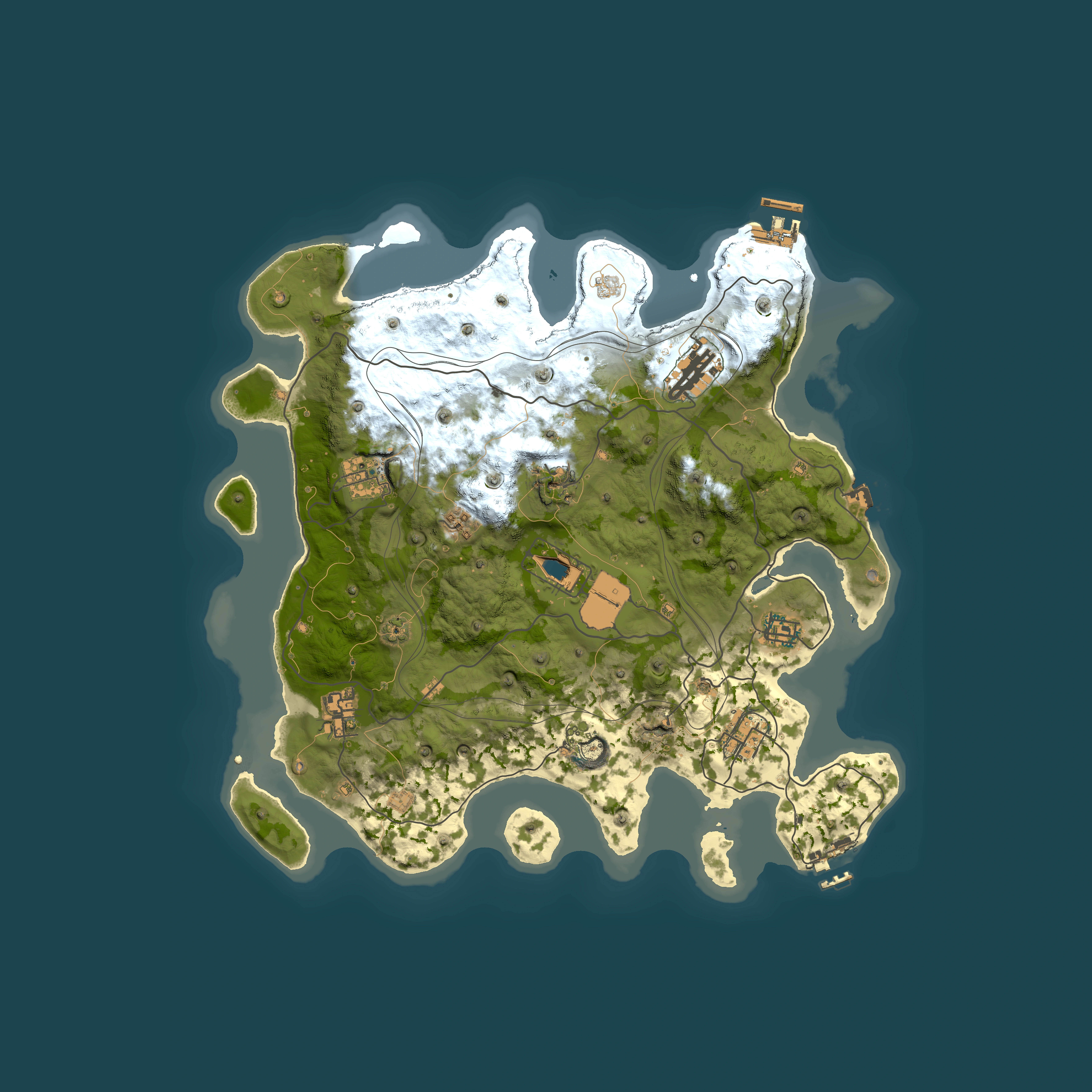 Full top-down render of Rust map seed 1337, 3750x3750m