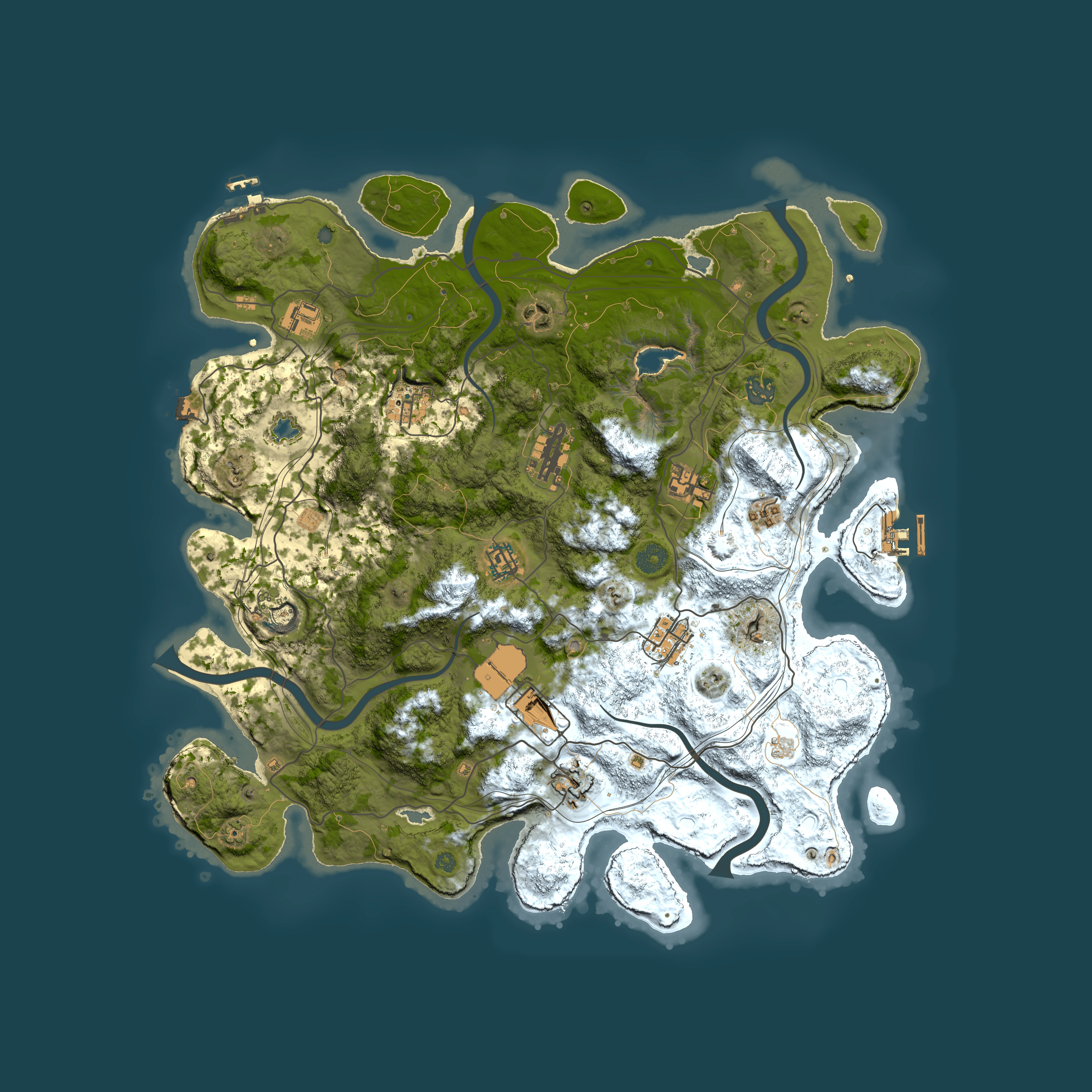 Full top-down render of Rust map seed 0, 4250x4250m