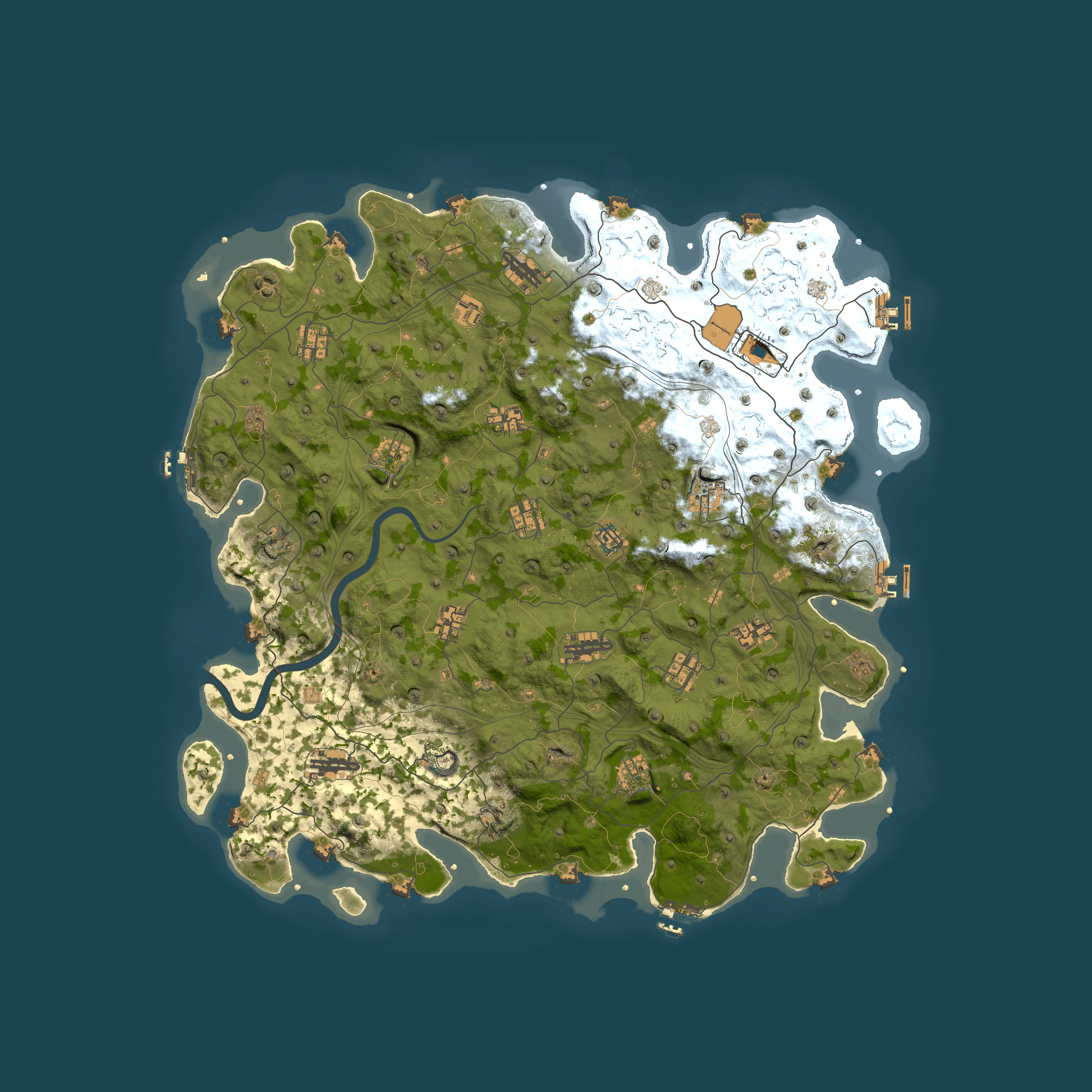 Full top-down render of Rust map seed 1337, 5000x5000m
