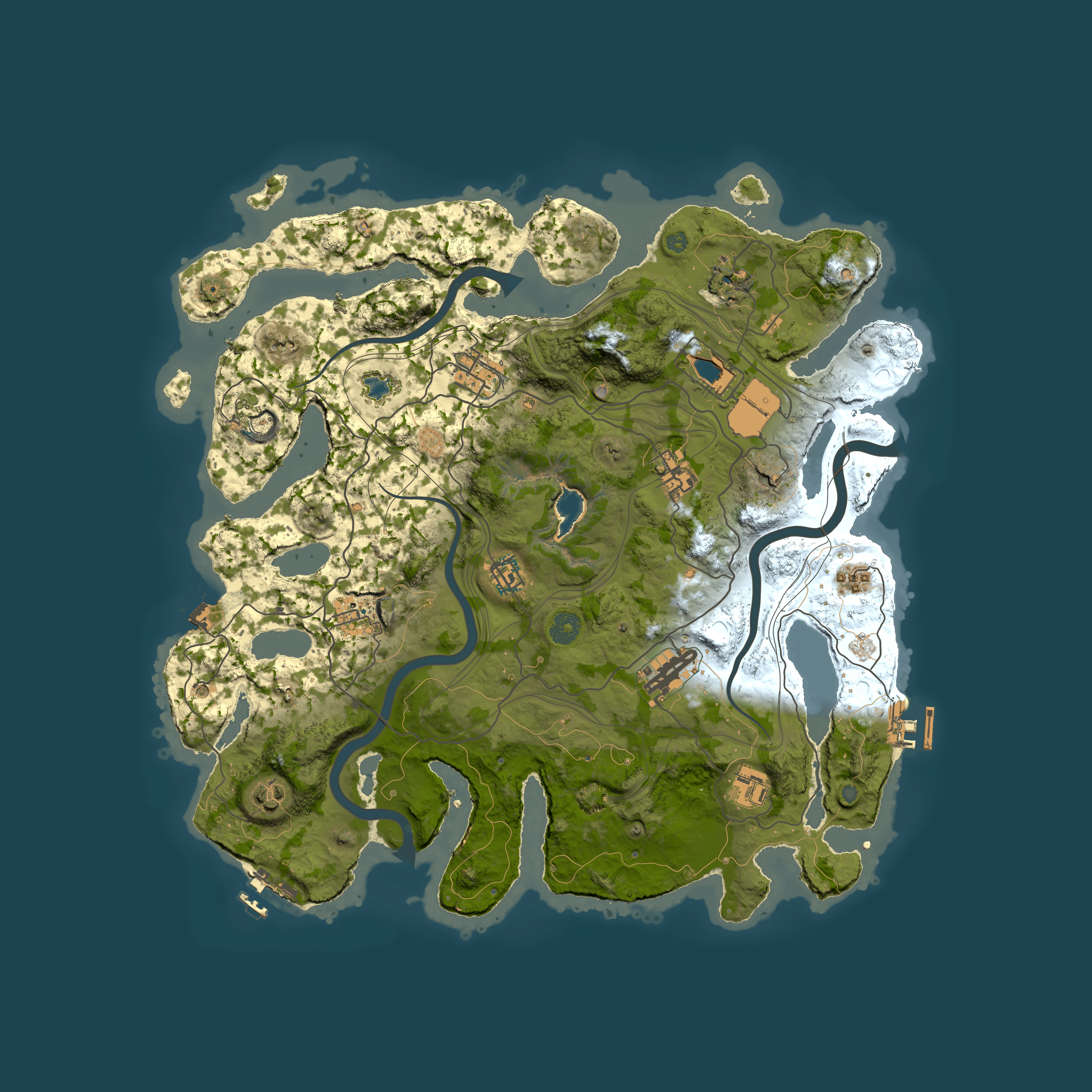Full top-down render of Rust map seed 1536477958, 4000x4000m