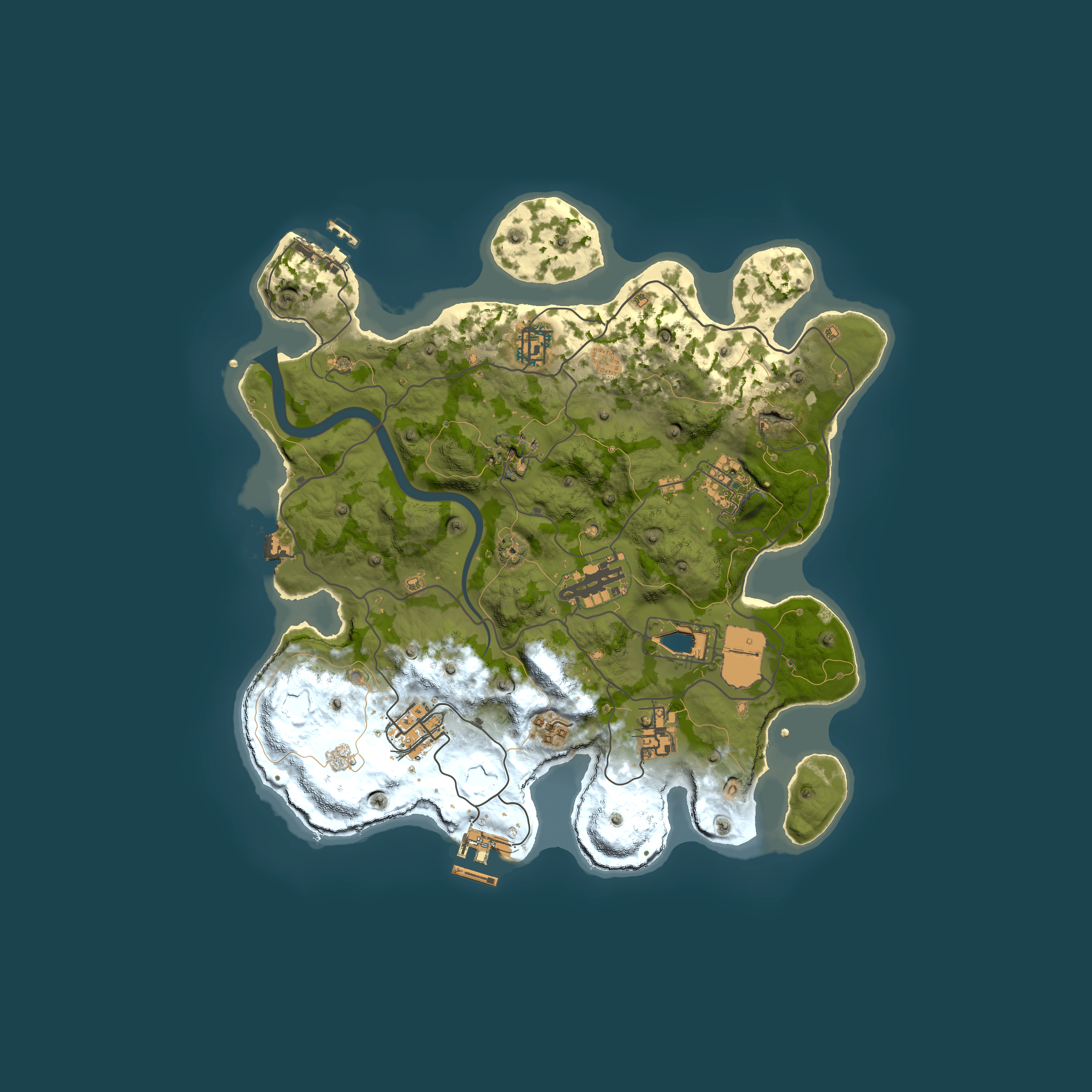 Full top-down render of Rust map seed 1337, 3350x3350m
