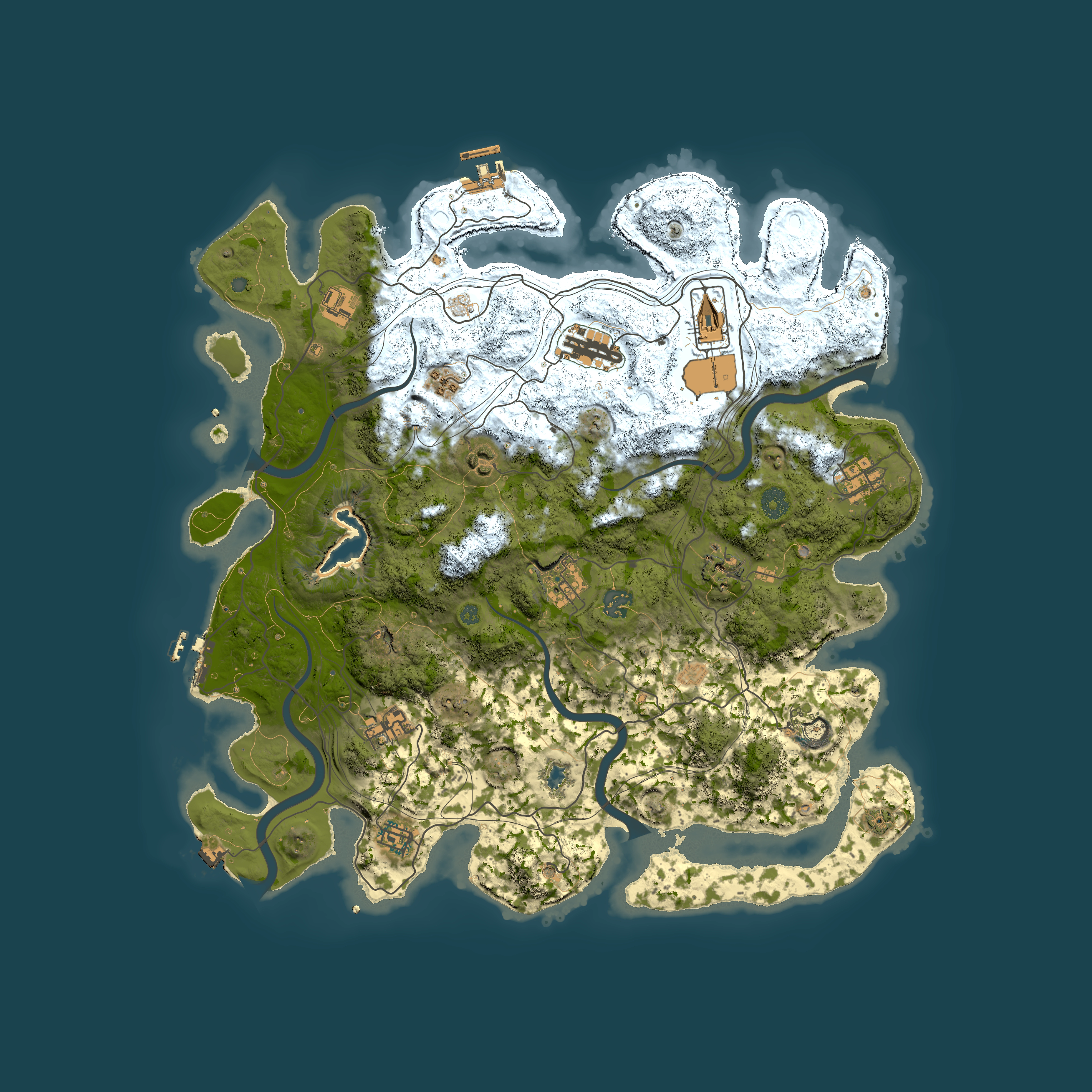 Full top-down render of Rust map seed 0, 4250x4250m