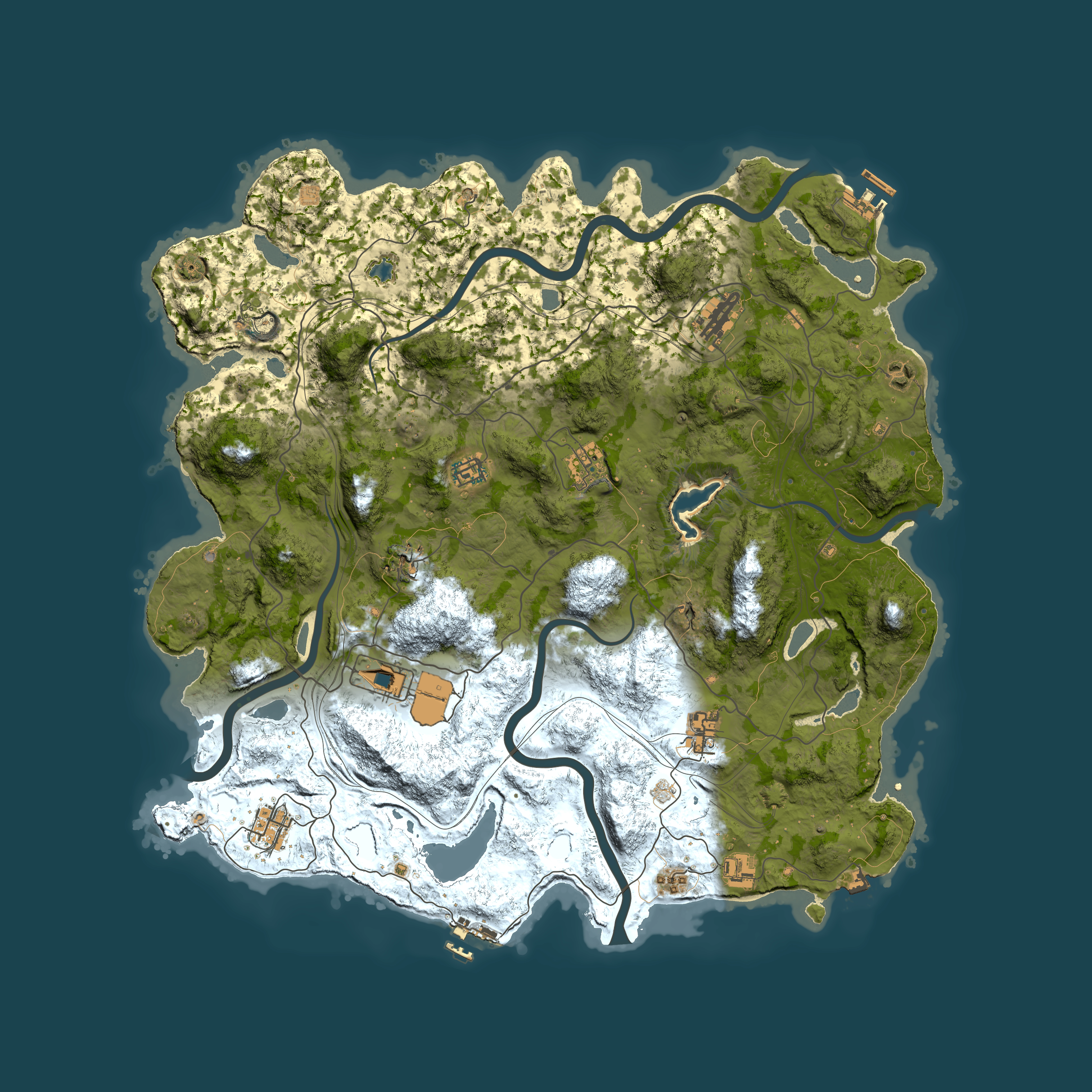 Full top-down render of Rust map seed 1337, 4500x4500m