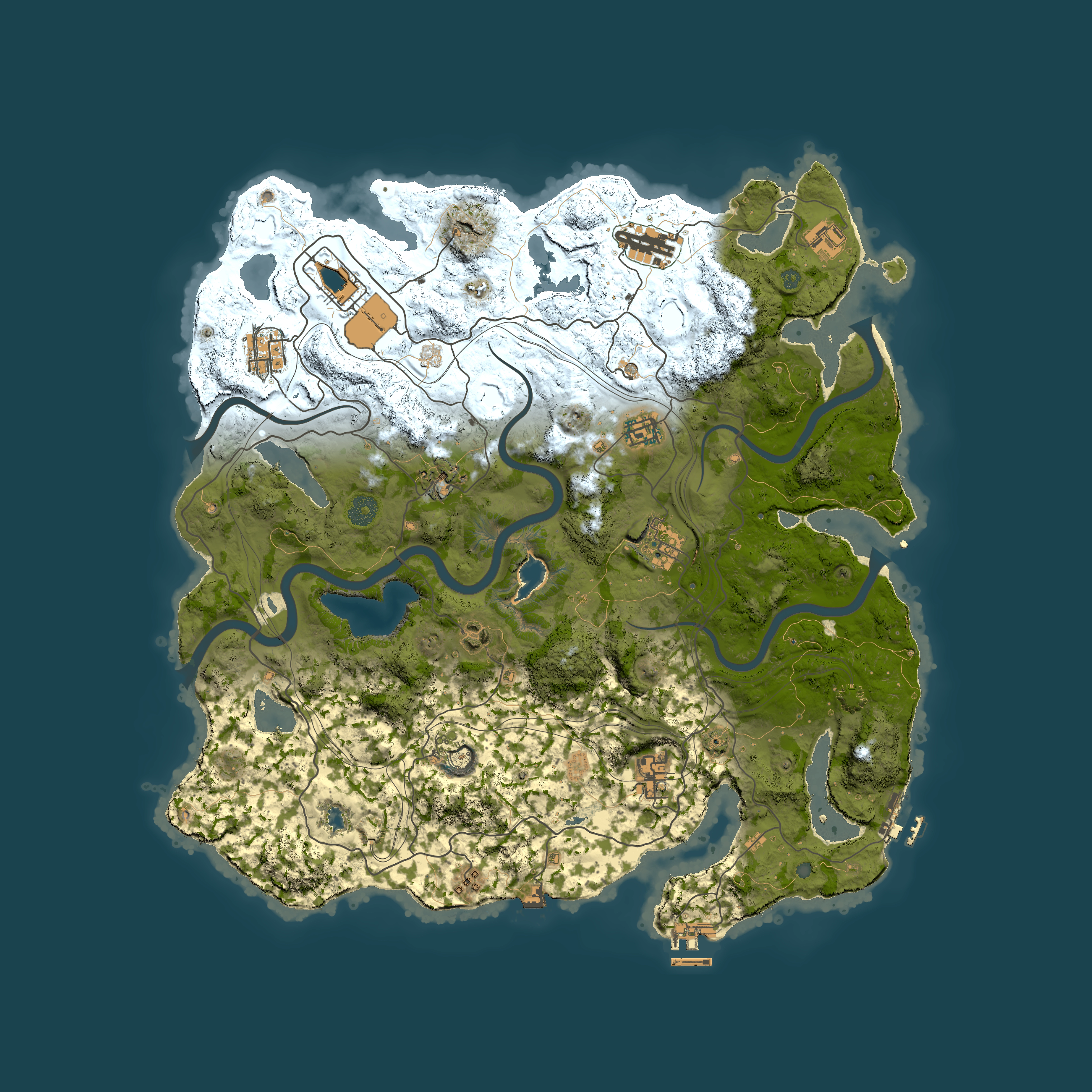 Full top-down render of Rust map seed 2684, 4250x4250m