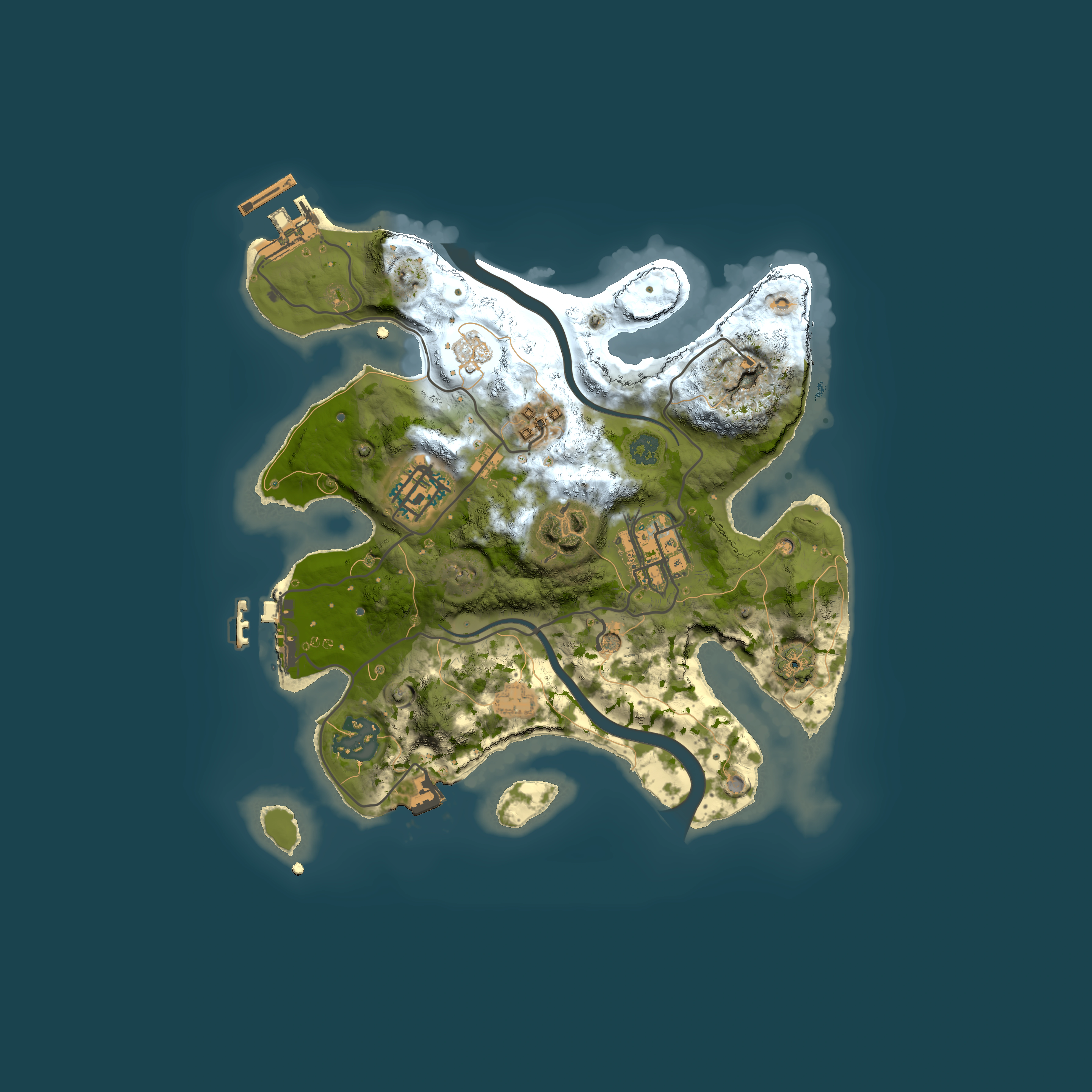 Full top-down render of Rust map seed 497212676, 2500x2500m